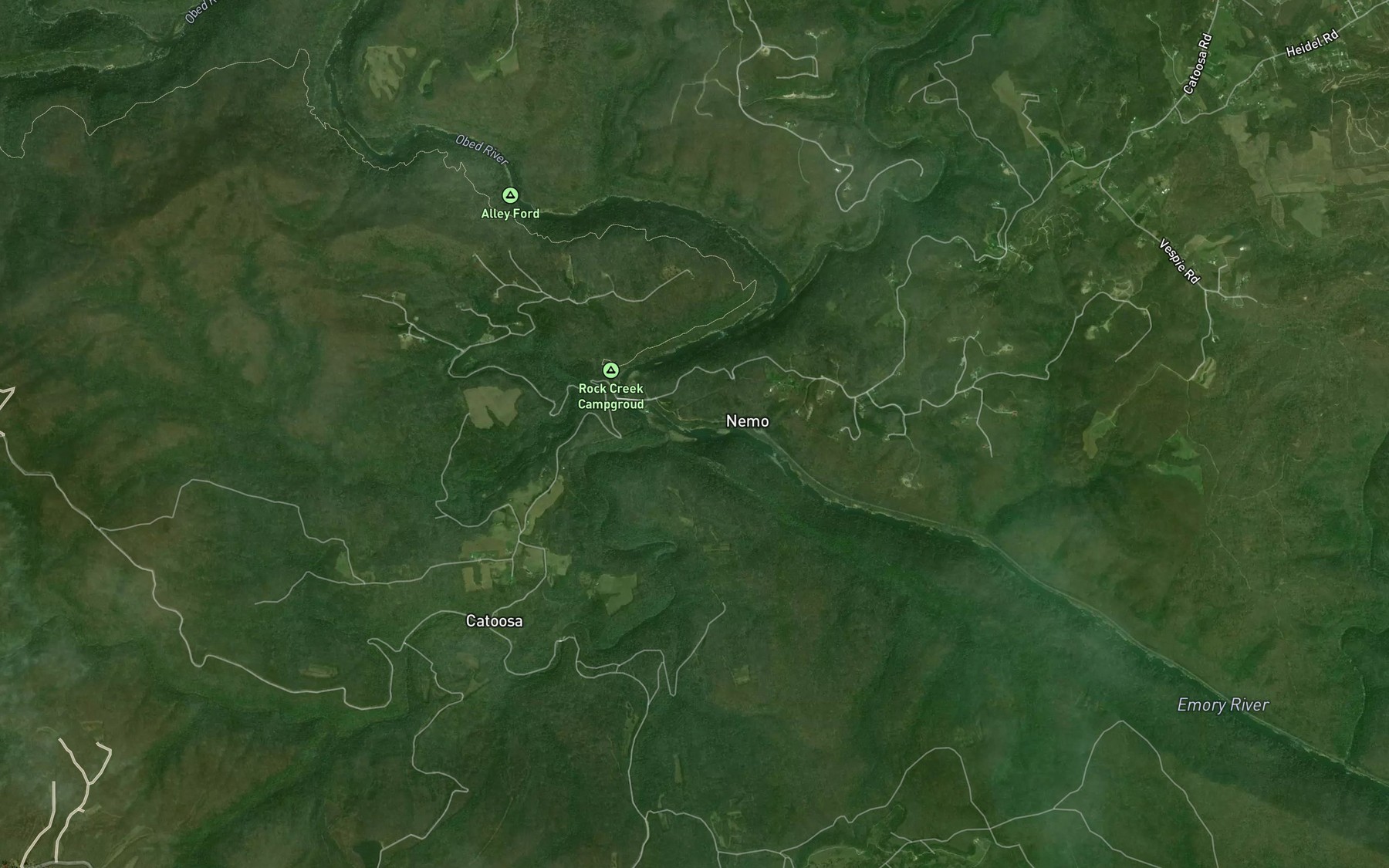 Satellite map of the Island Creek