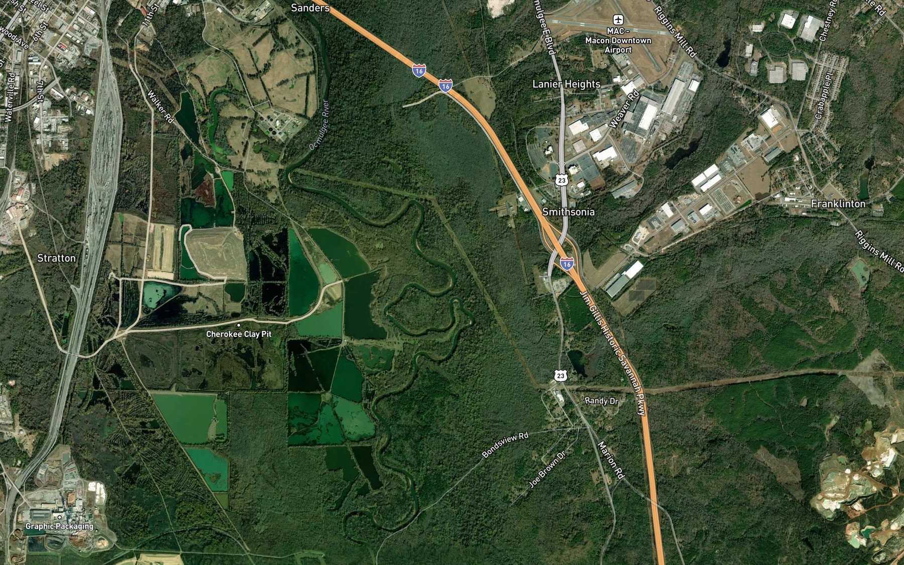 Satellite map of the Swift Creek