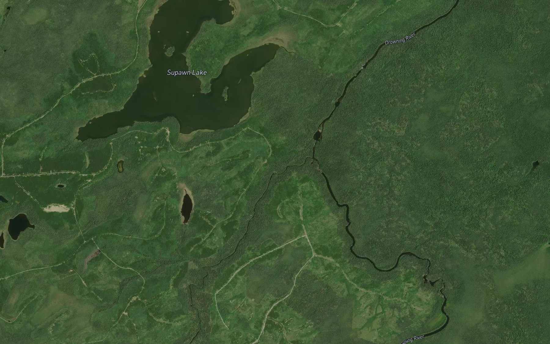 Satellite map of the Wababimiga River