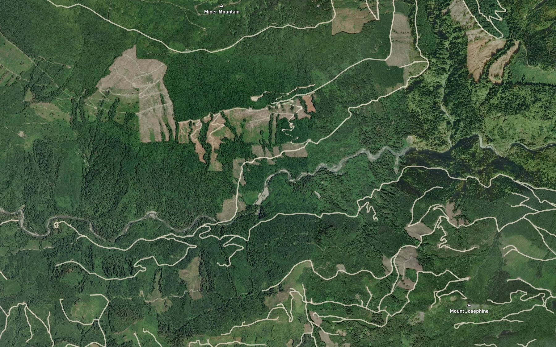 Satellite map of the Sylvester Creek