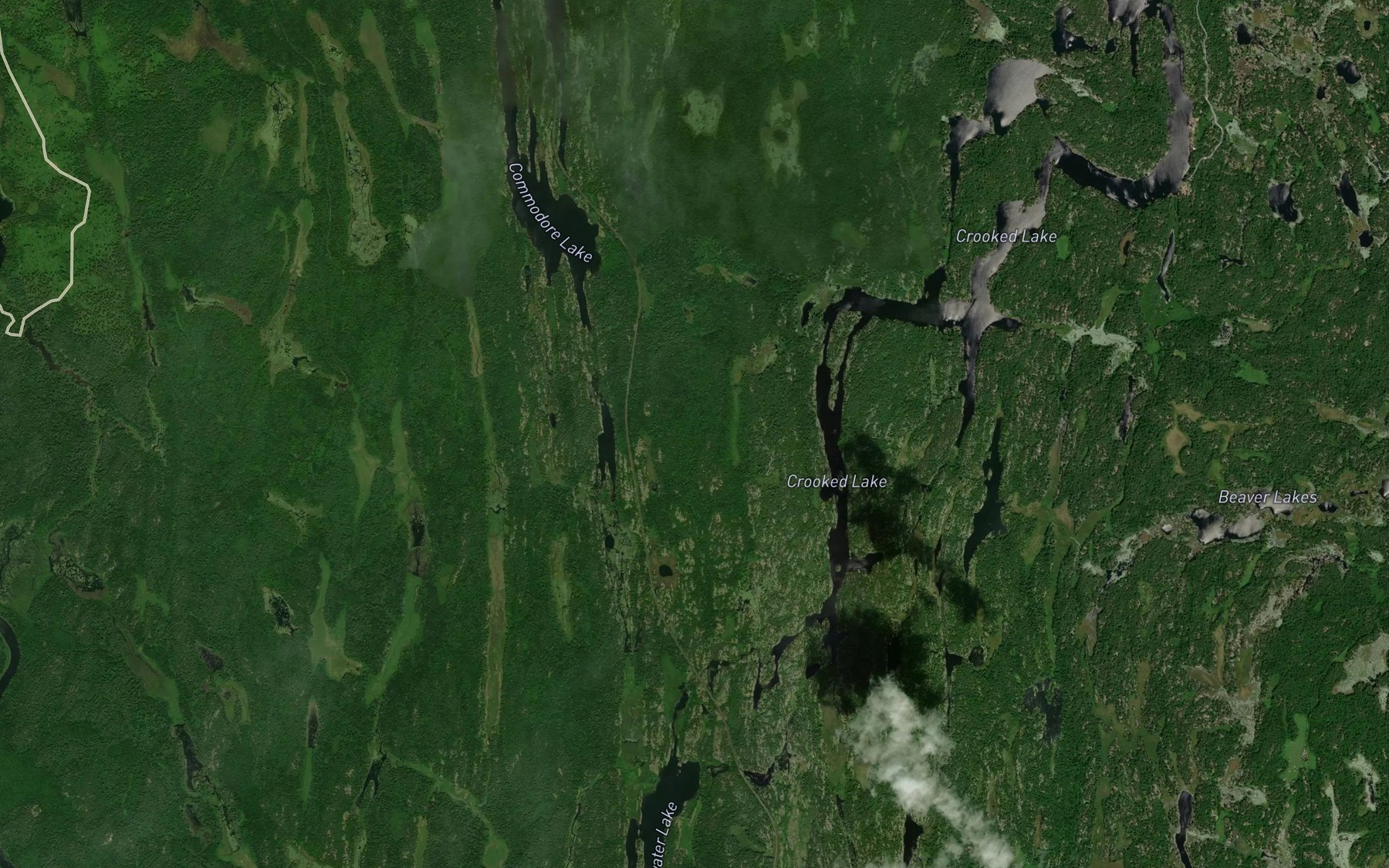 Satellite map of the Redgun Lakes
