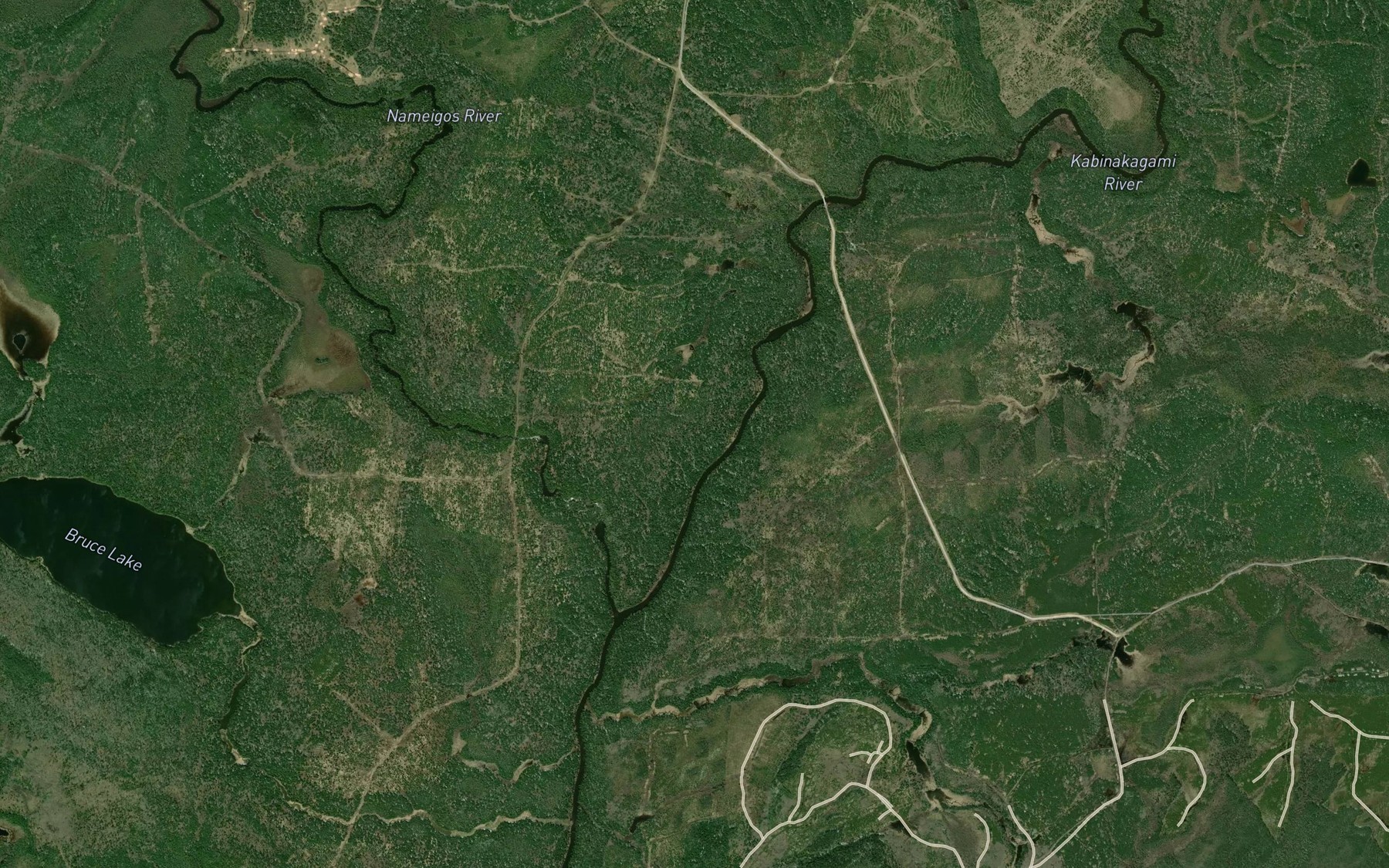 Satellite map of the Nameigos River