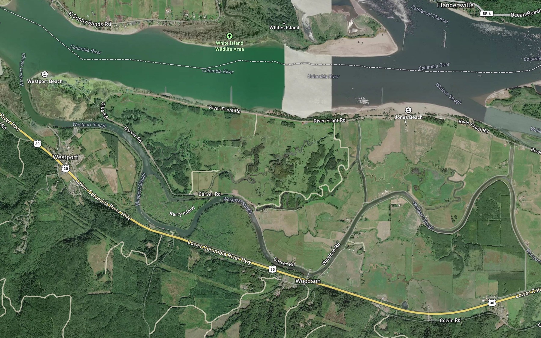 Satellite map of the Randa Slough
