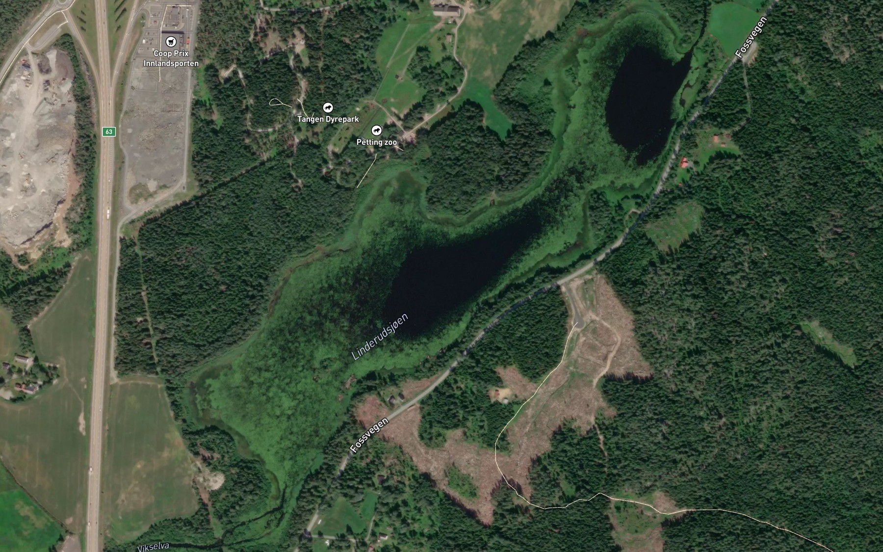 Satellite map of the Linderudsjoen