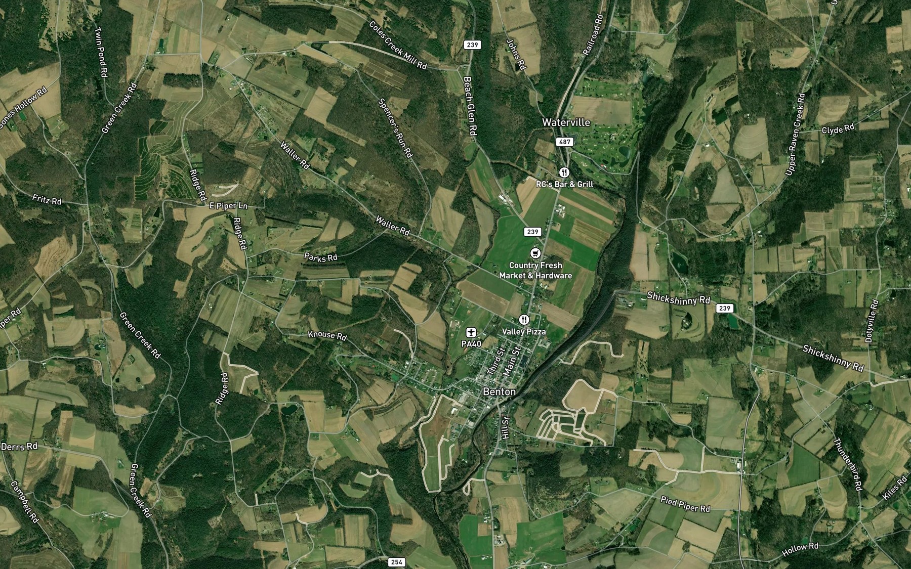 Satellite map of the Spencer Run