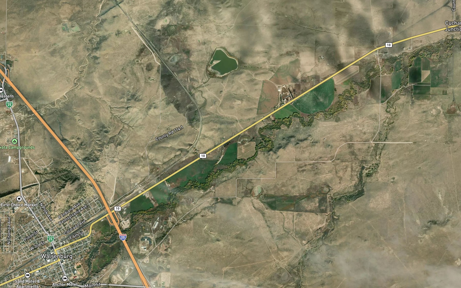 Satellite map of the Ballejos Ditch