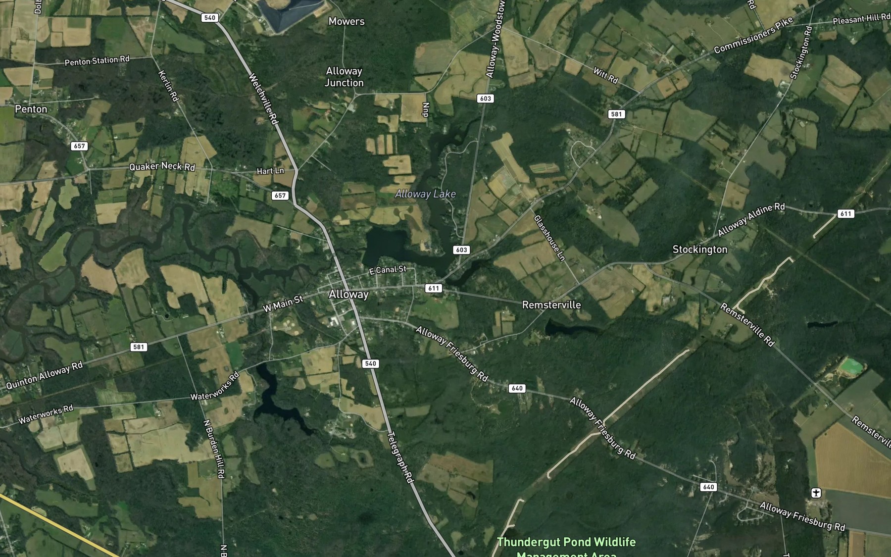 Satellite map of the Cedar Brook
