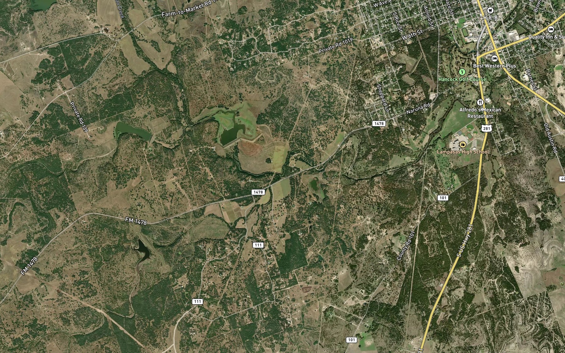 Satellite map of the East Fork Sulphur Creek