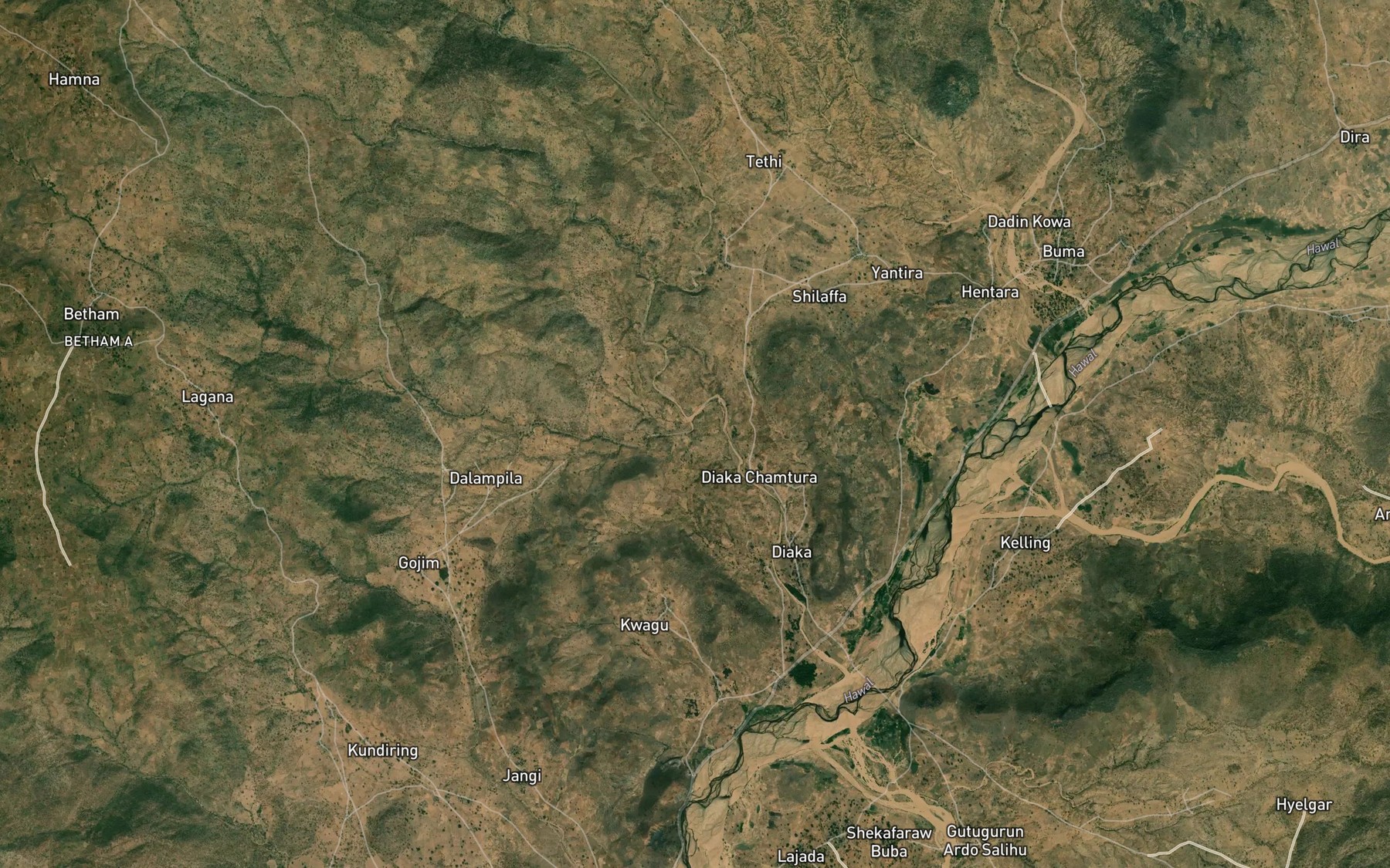 Satellite map of the River Miranda