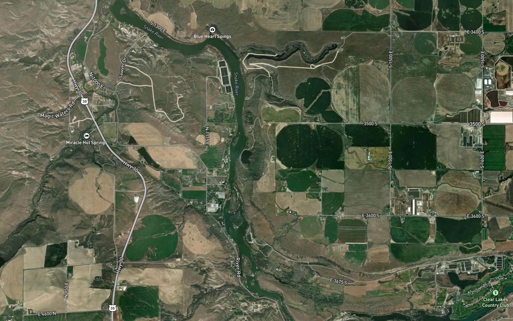 Satellite map of the Banbury Springs