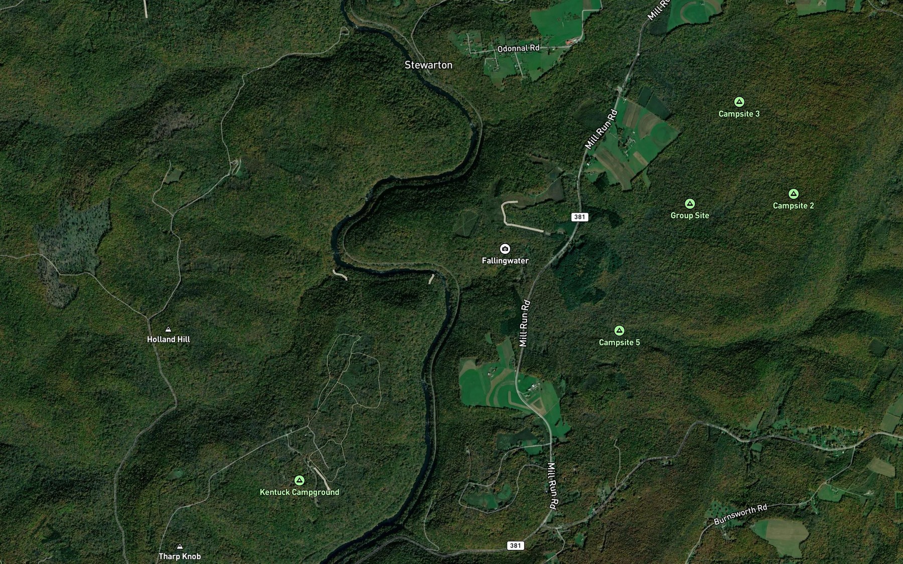 Satellite map of the Bear Run