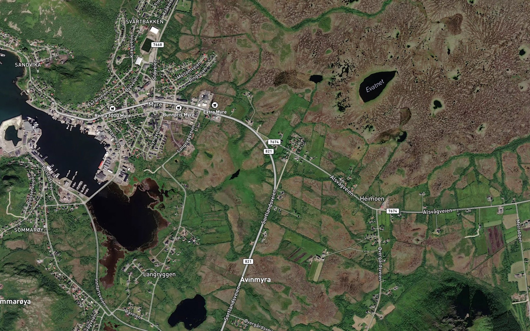 Satellite map of the Bruseelva