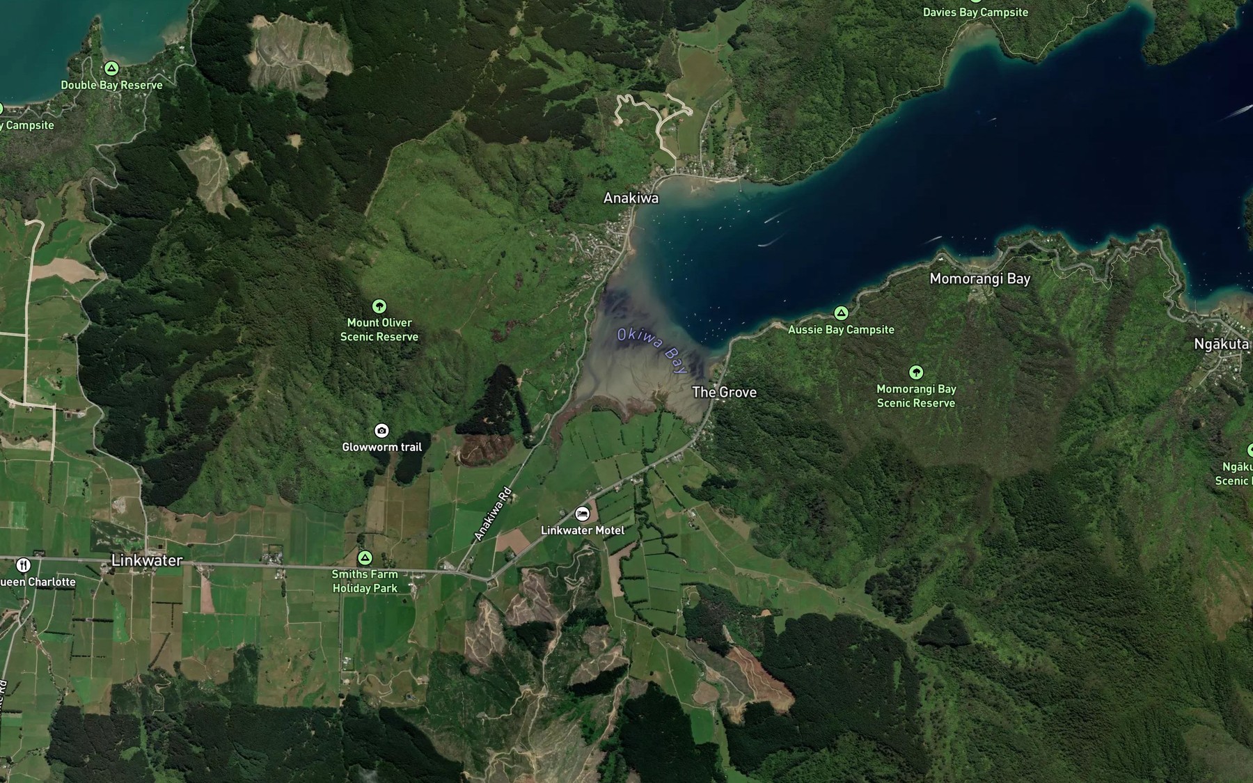 Satellite map of the Ada Creek