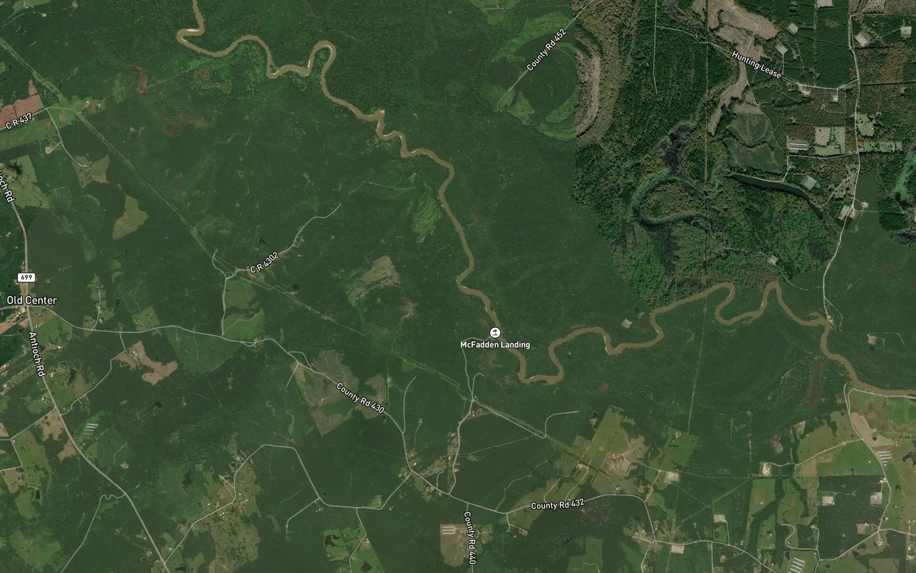 Satellite map of the McFaddin Creek