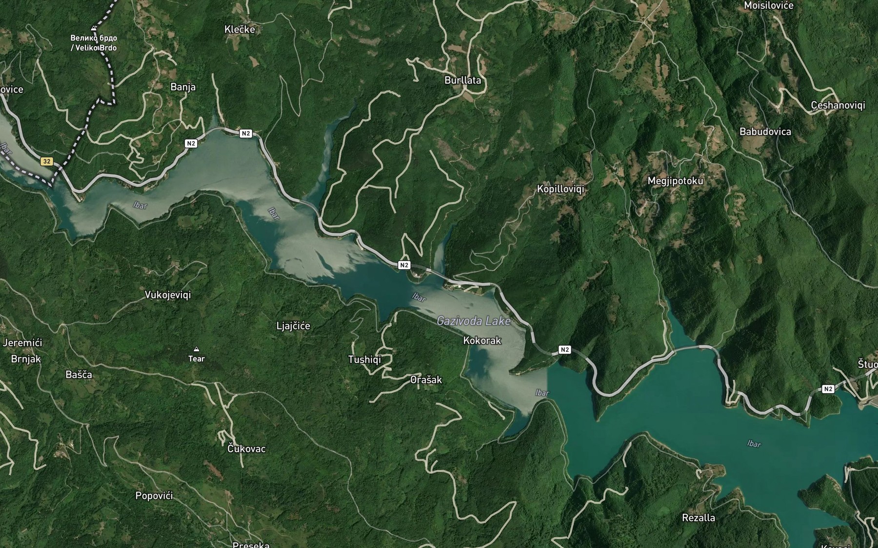 Satellite map of the Stitni Potok