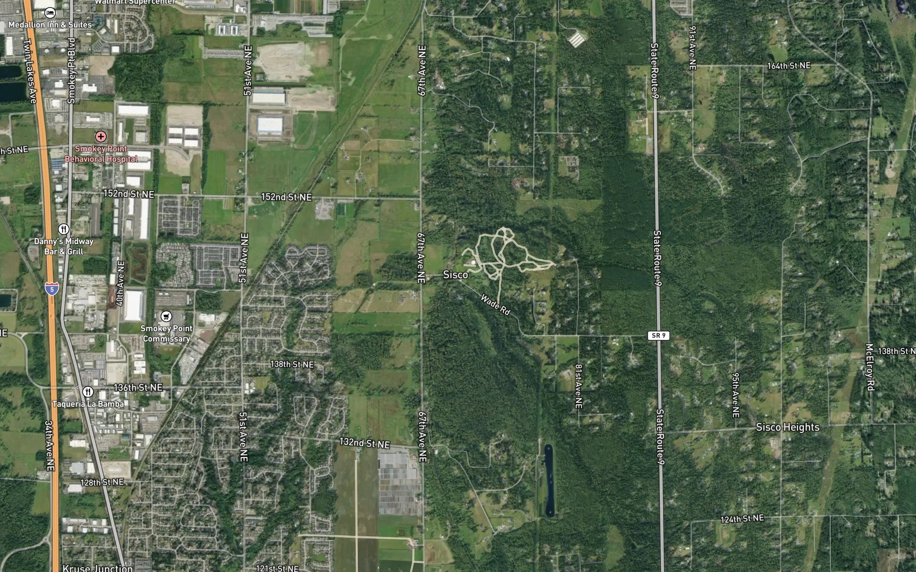 Satellite map of the Quilceda Creek Reservoir