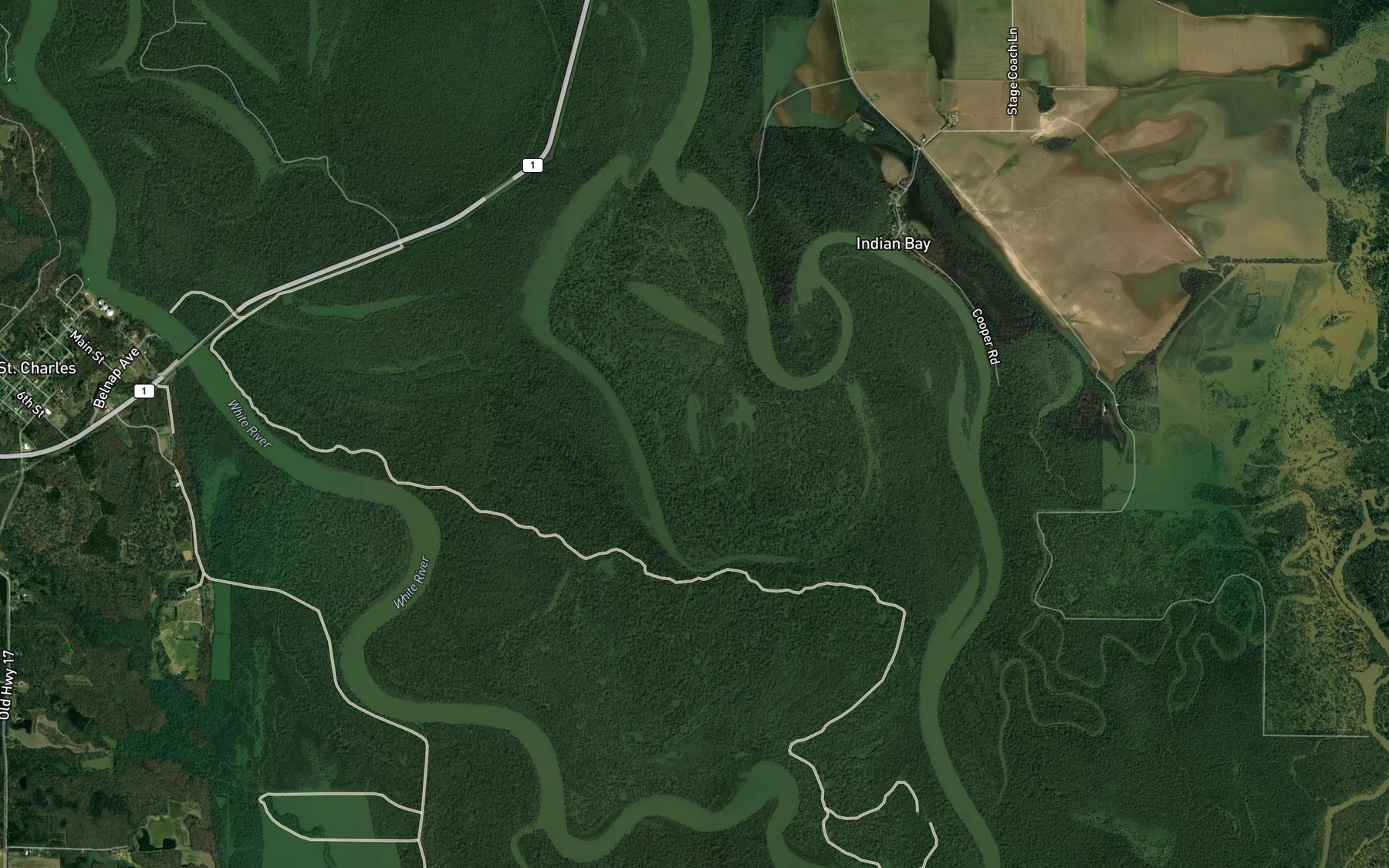 Satellite map of the Little Long Lake