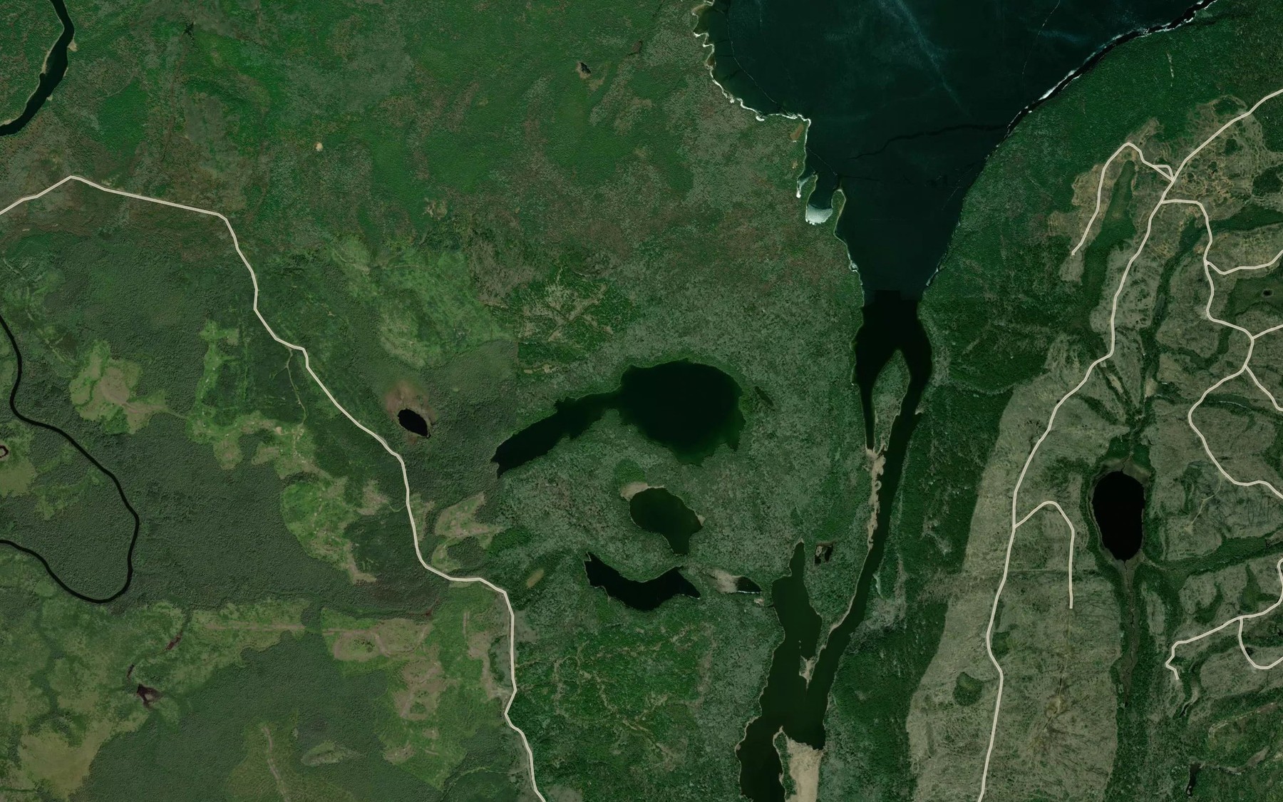 Satellite map of the Pavely Lake