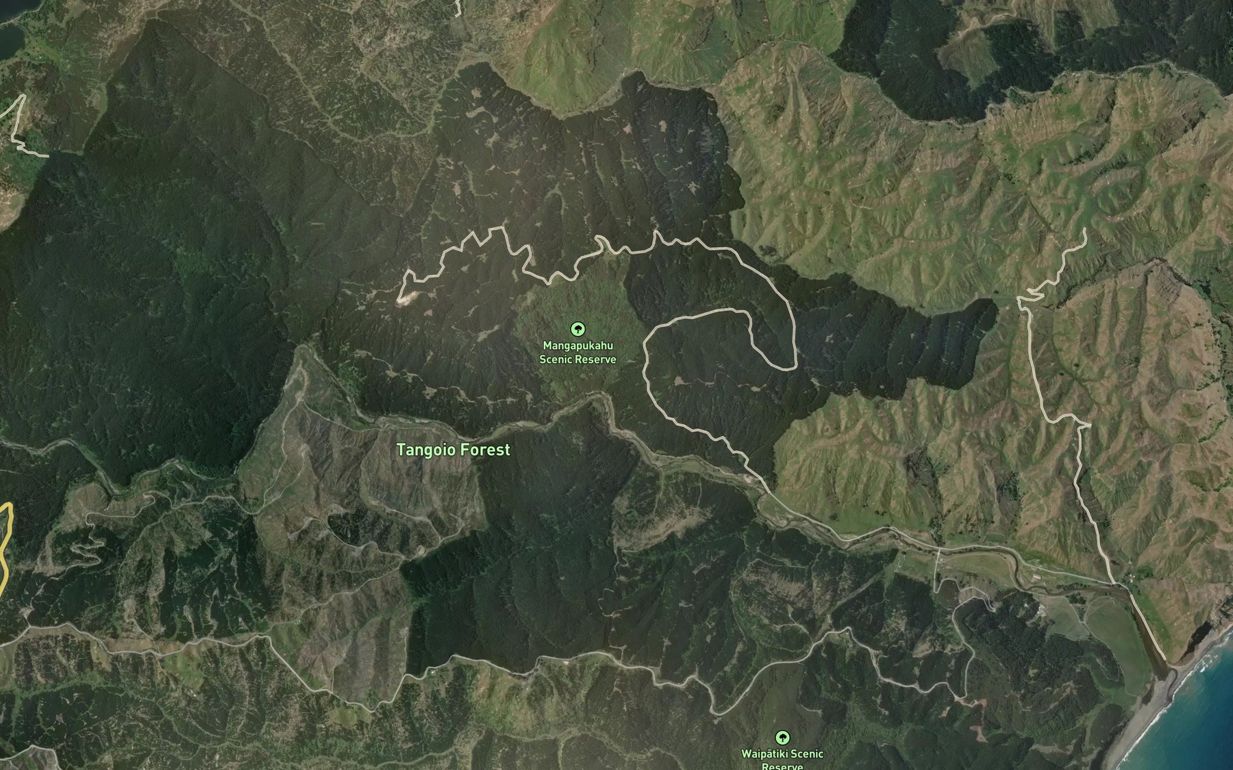 Satellite map of the Aropaoanui River