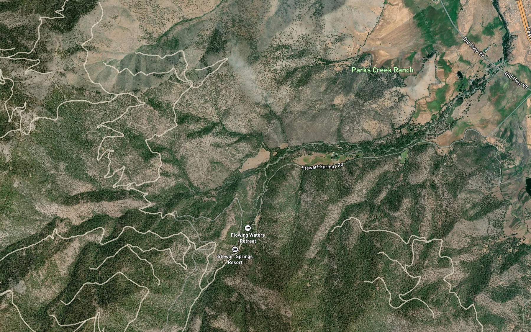 Satellite map of the West Fork Parks Creek