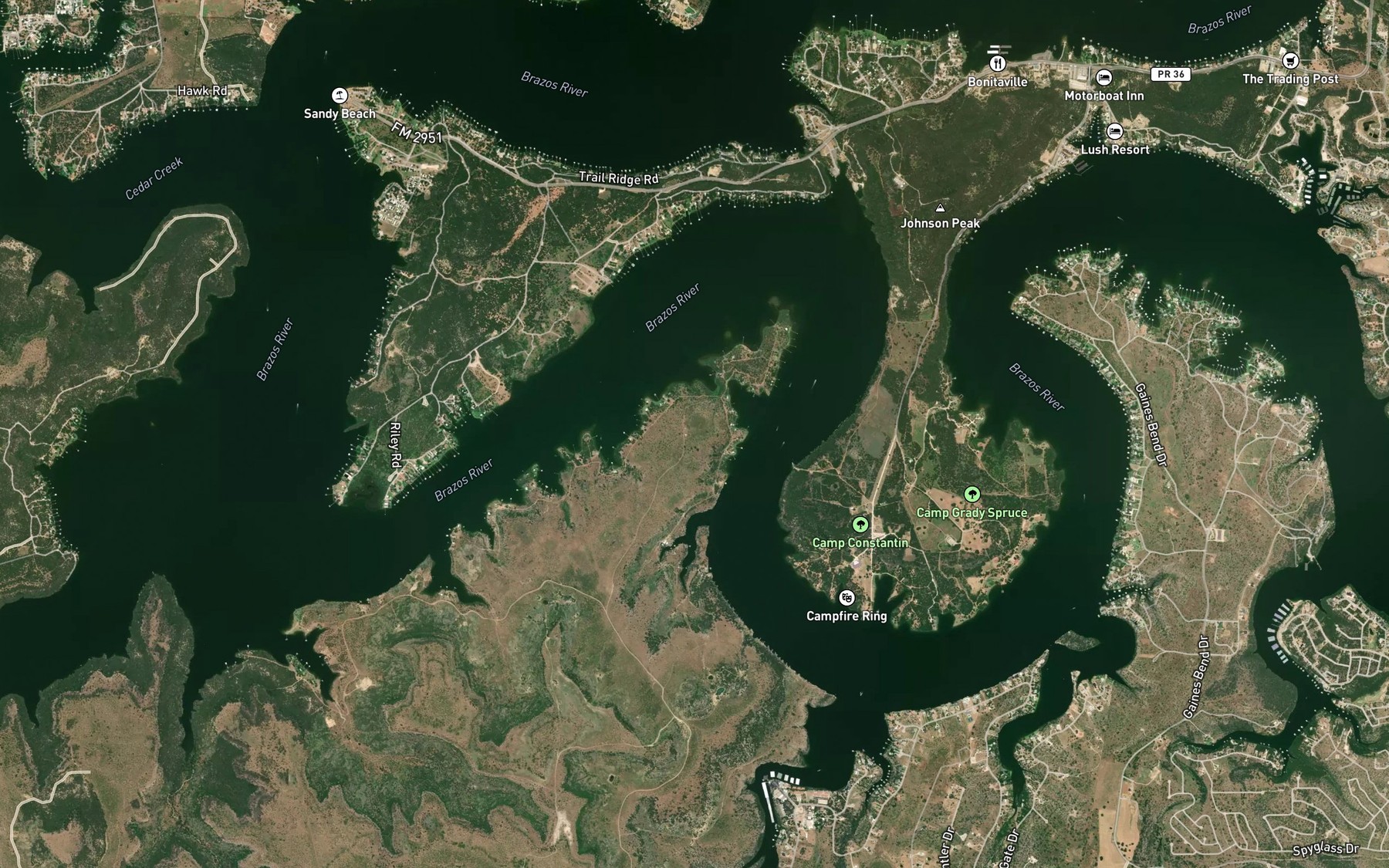 Satellite map of the Hog Bend
