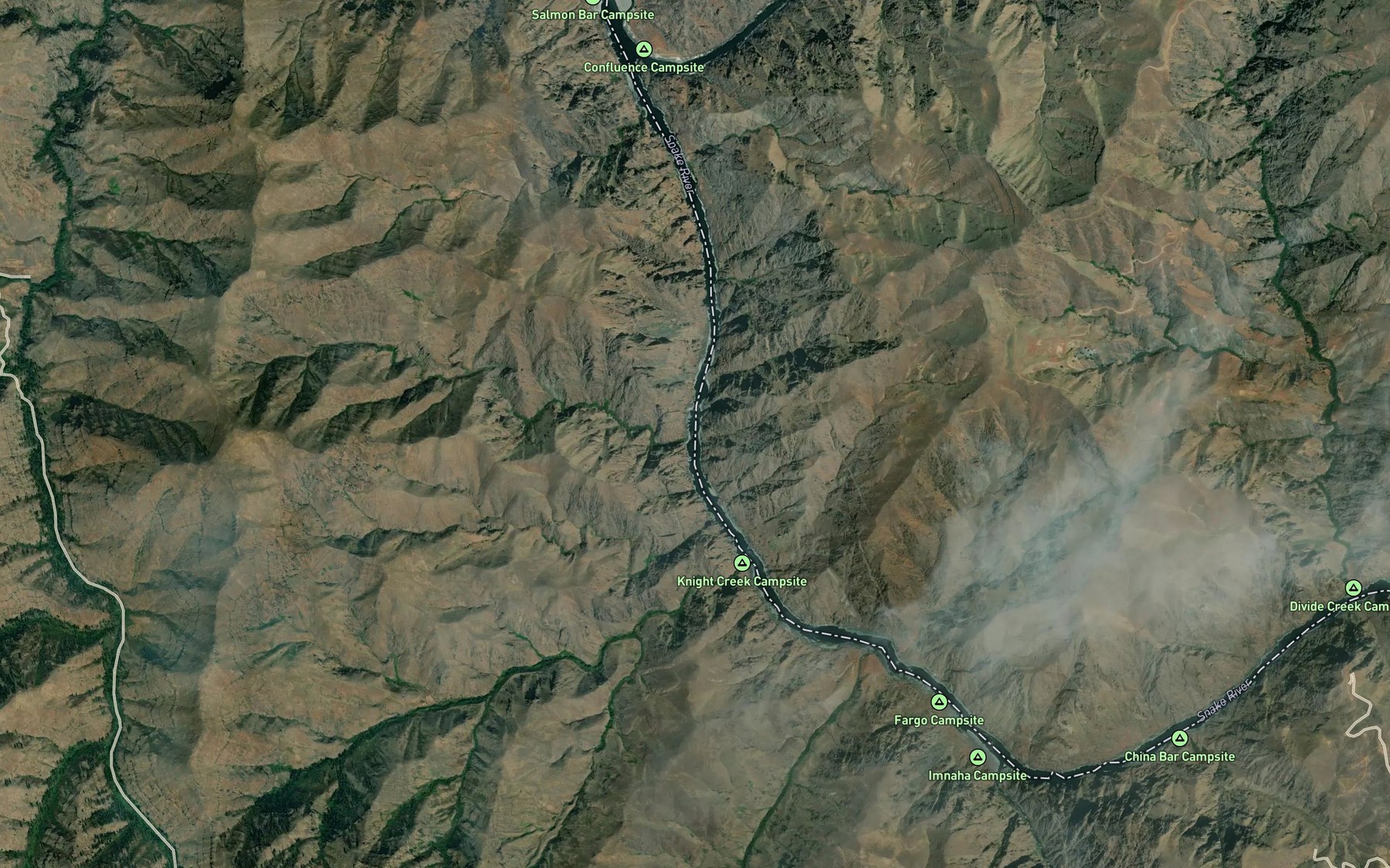 Satellite map of the Mountain Sheep Creek