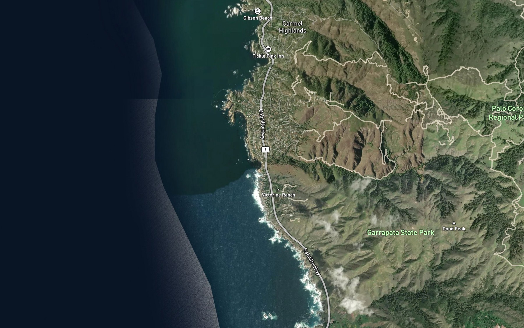 Satellite map of the Malpaso Creek