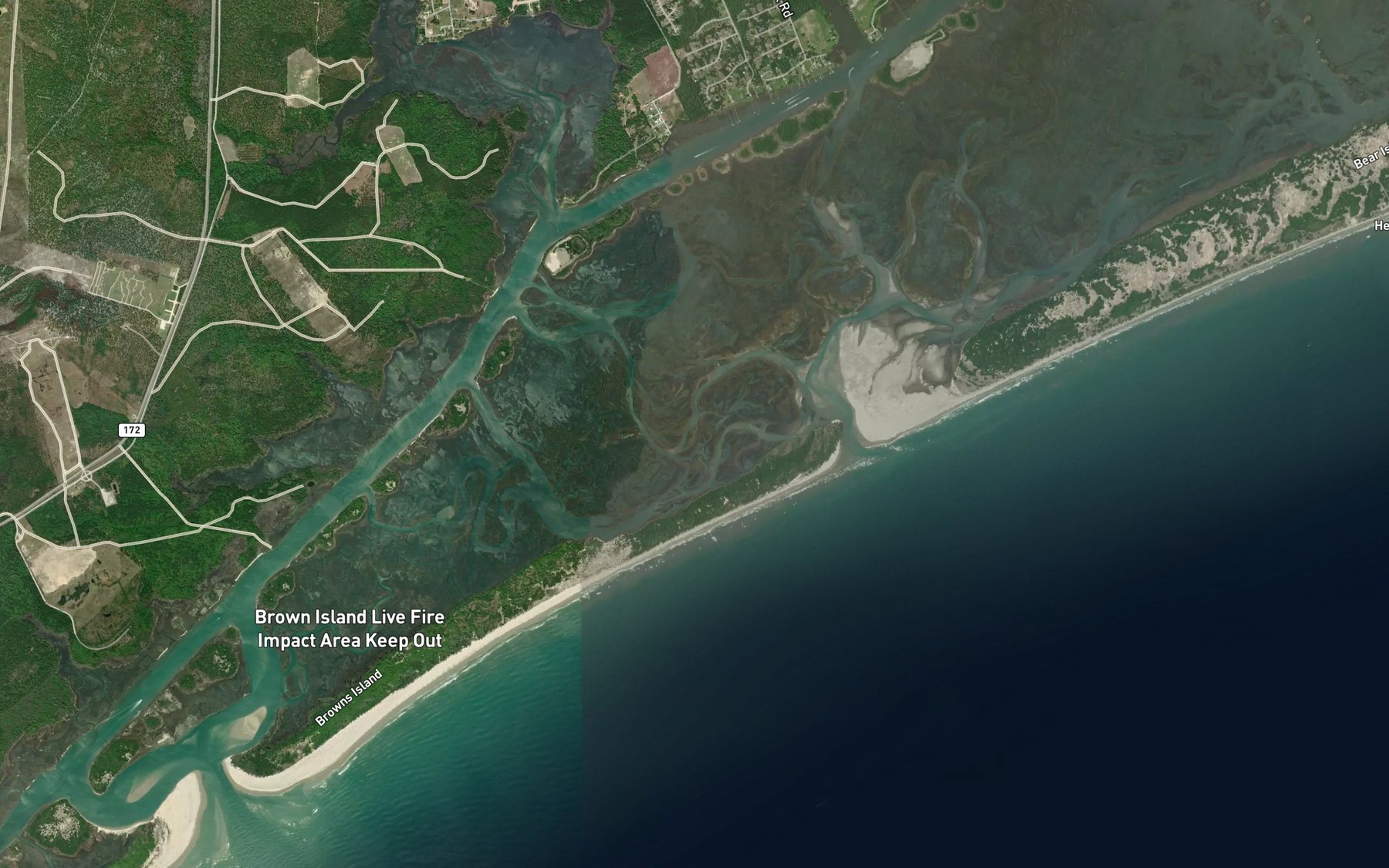 Satellite map of the Sanders Creek