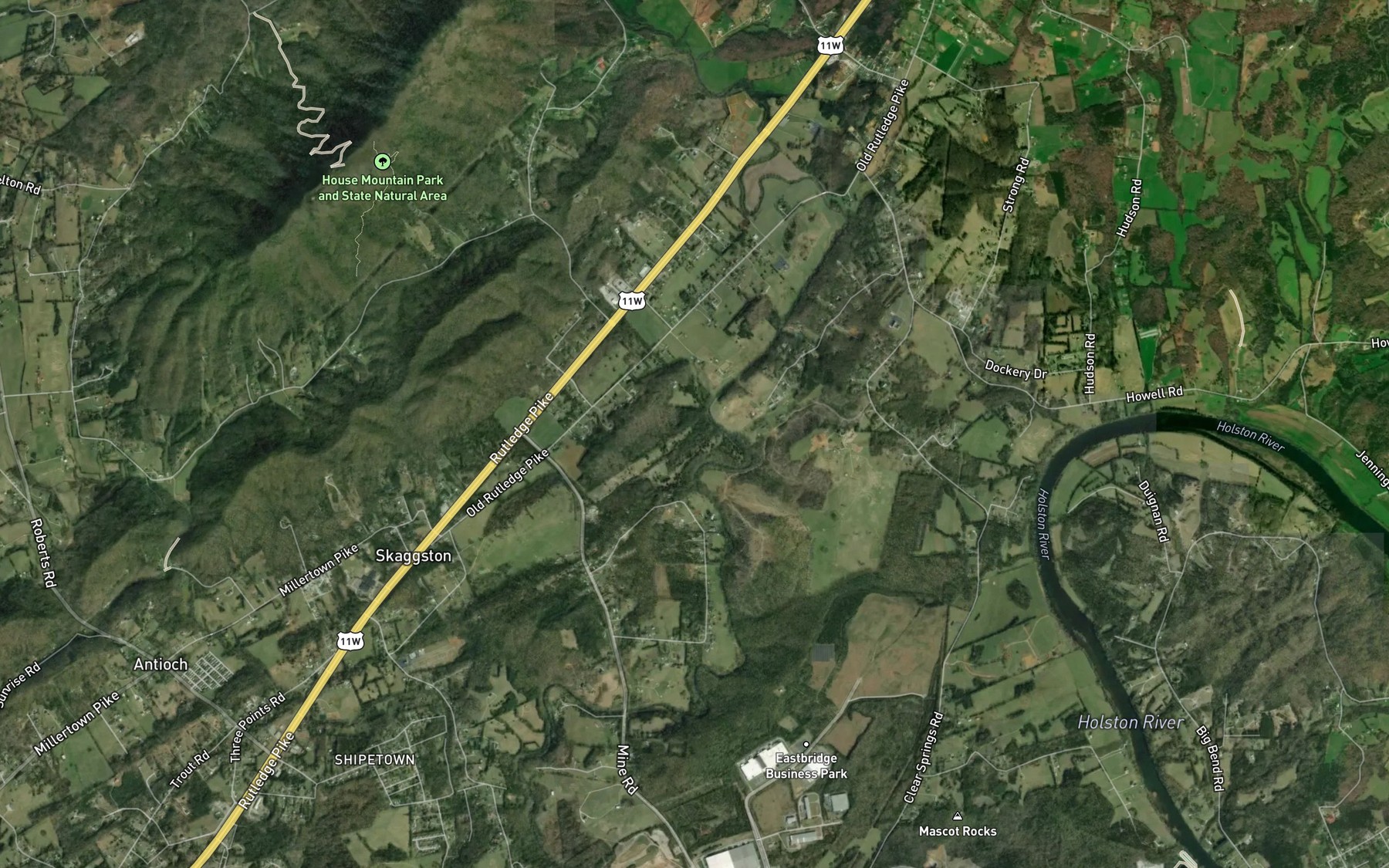 Satellite map of the Nicely Branch
