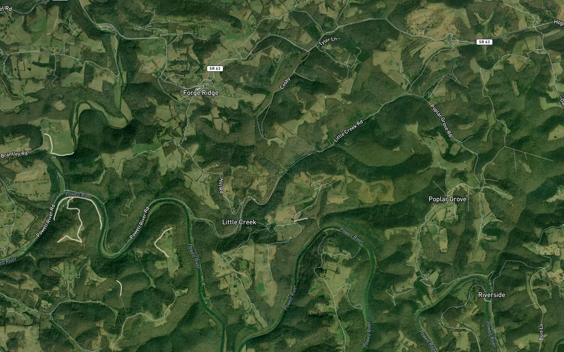 Satellite map of the West Fork Little Creek