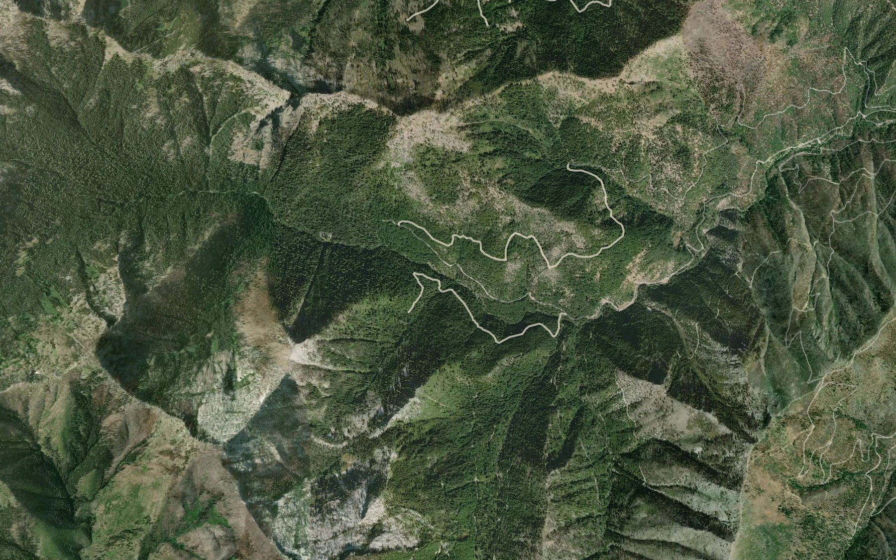 Satellite map of the Shelly Fork