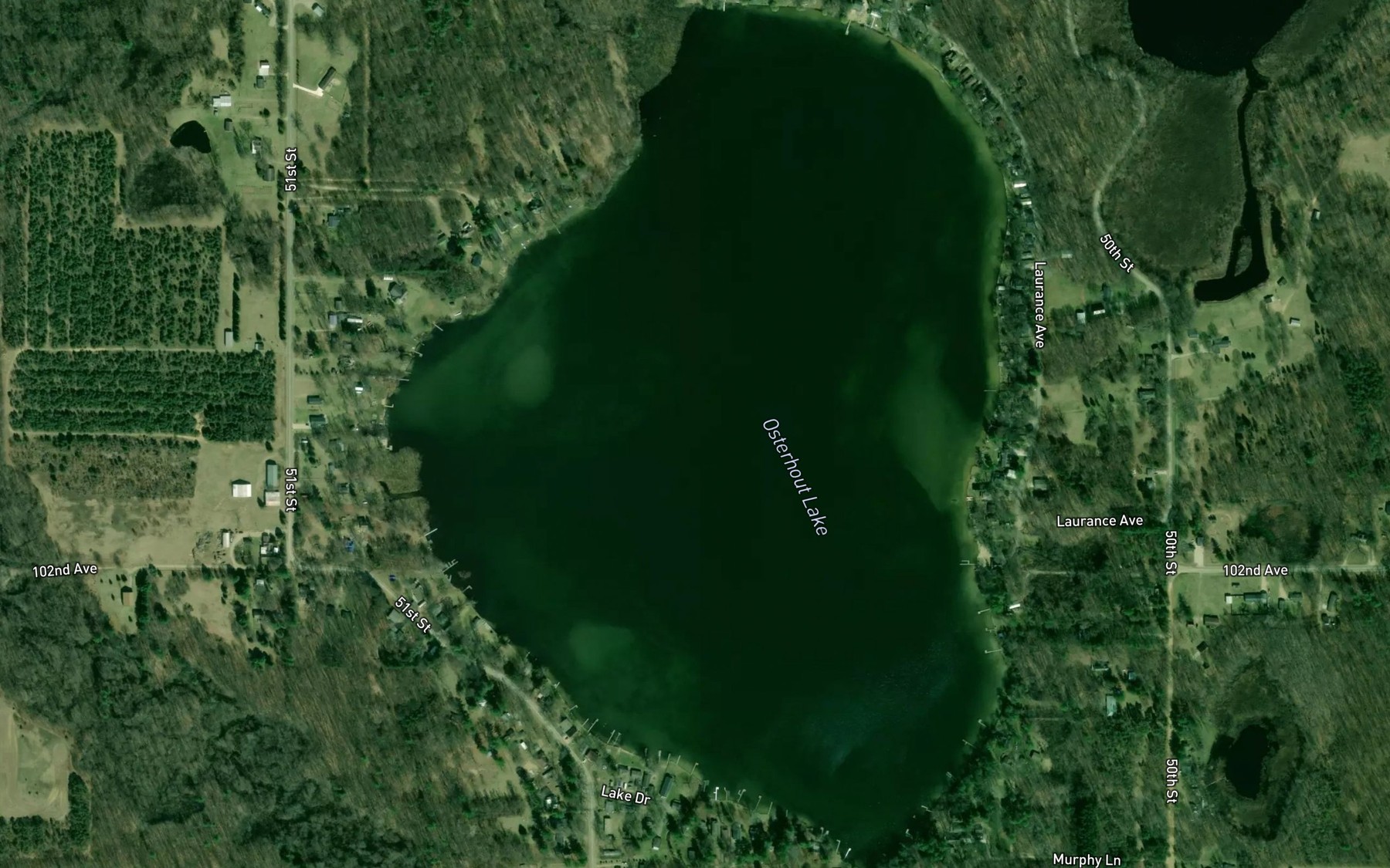 Satellite map of the Osterhout Lake