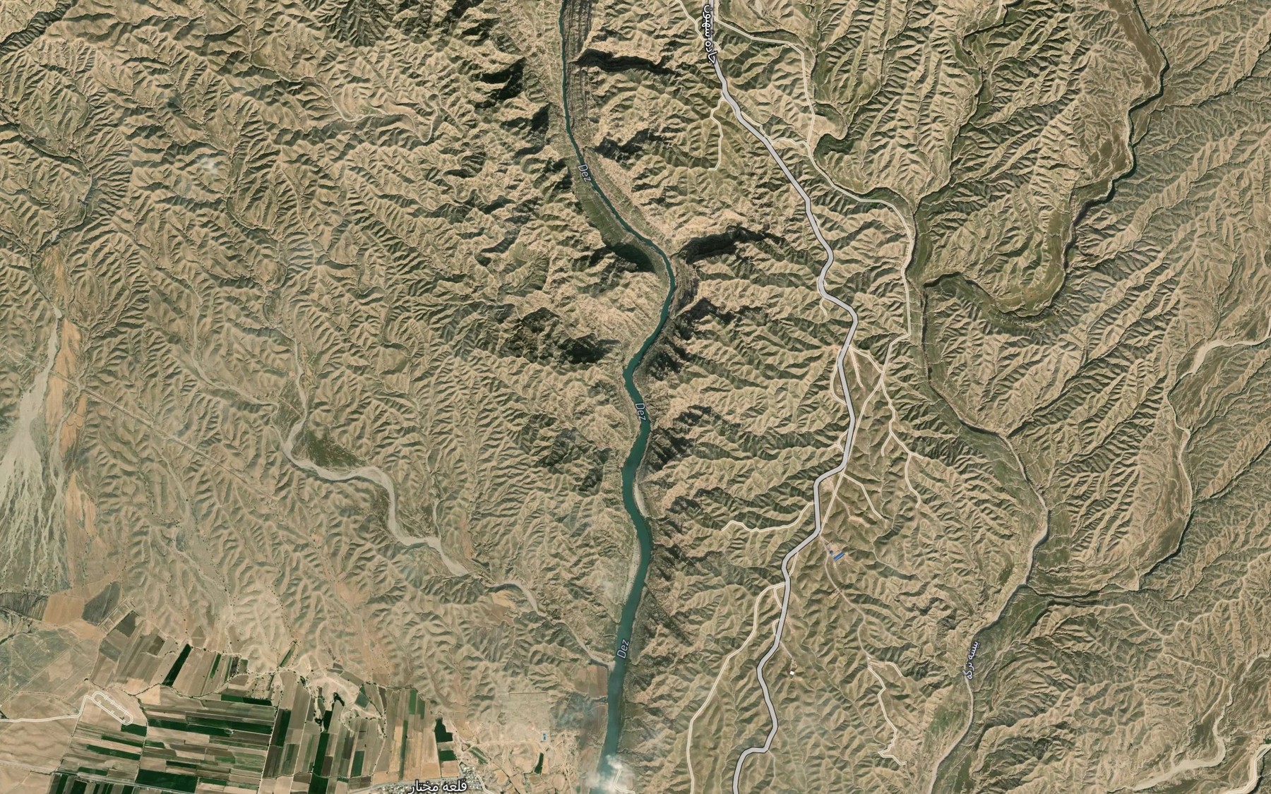 Satellite map of the Rudkhaneh-ye Dez