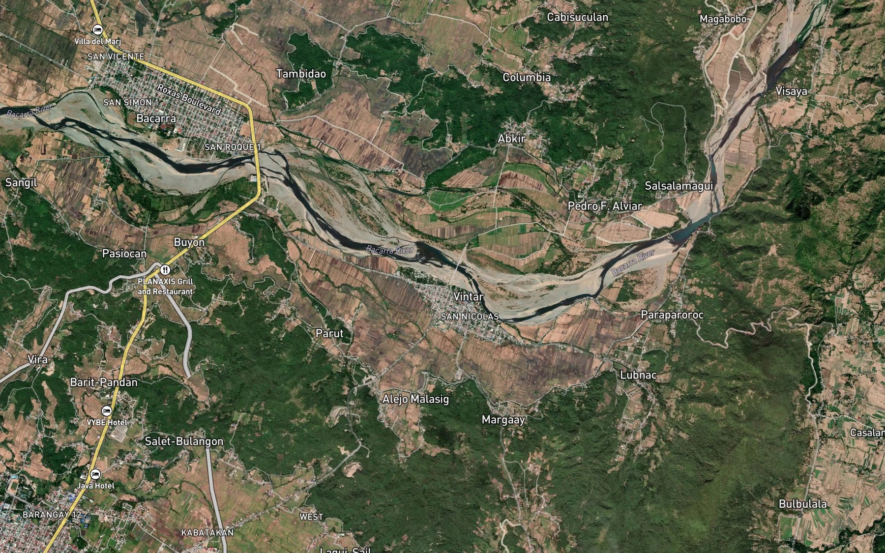 Satellite map of the Hacienda Creek