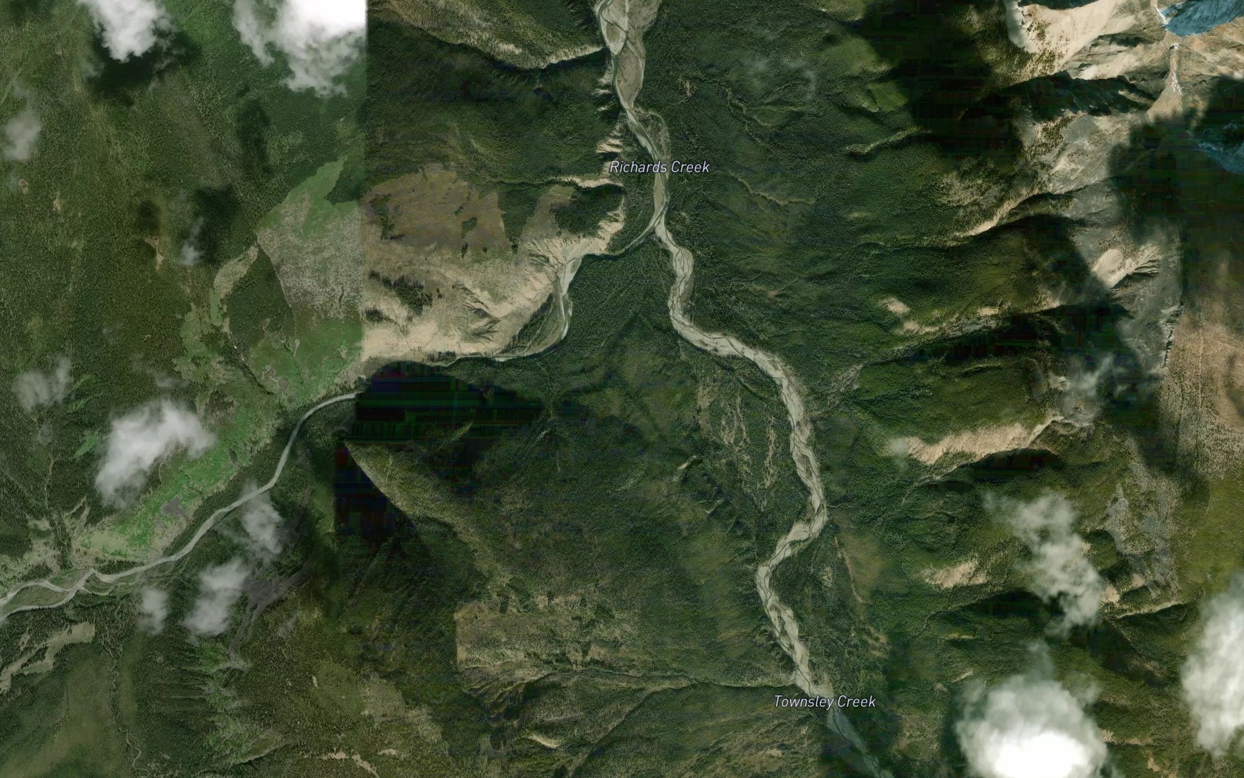 Satellite map of the Townsley Creek