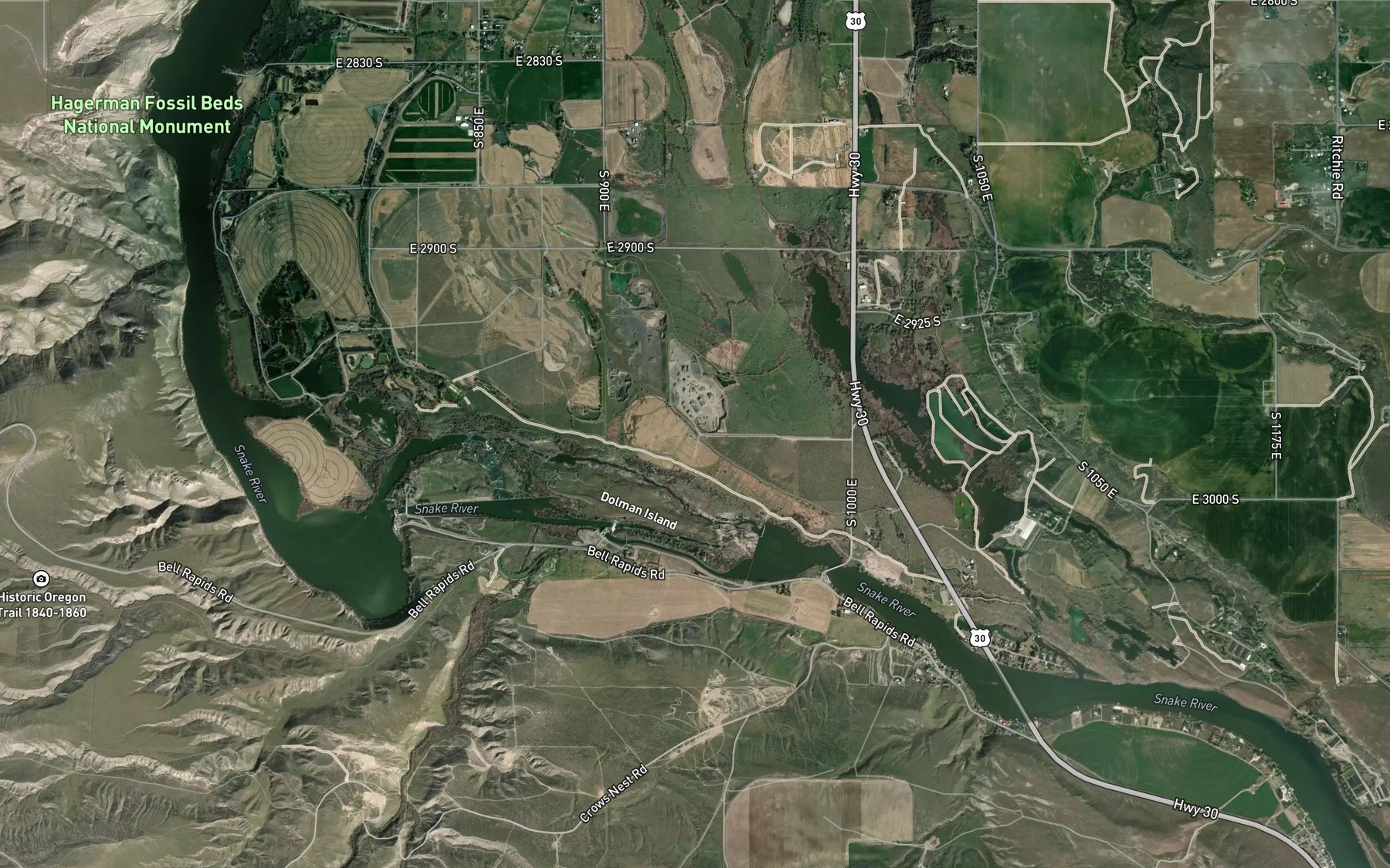 Satellite map of the Pipeline Ditch