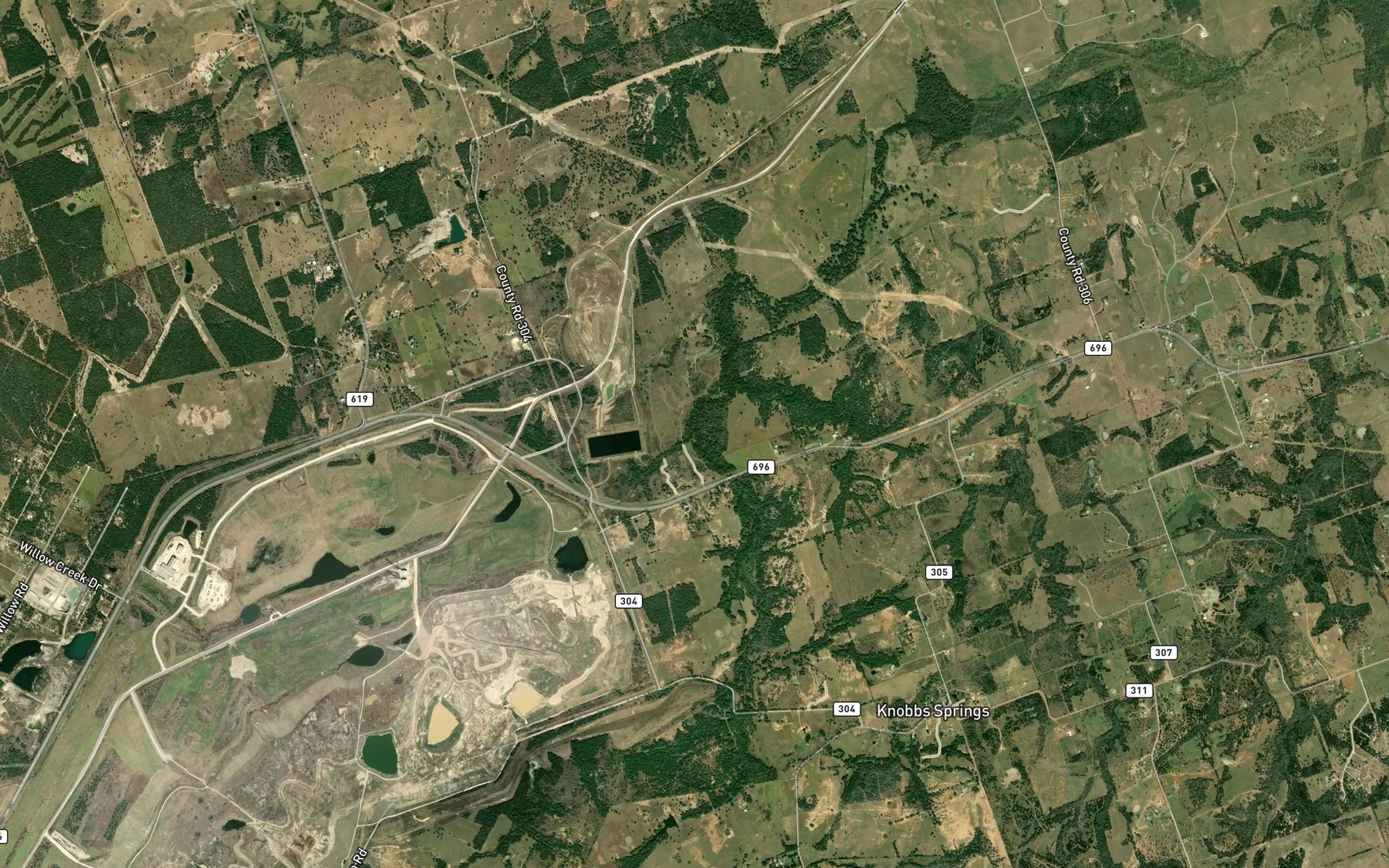 Satellite map of the Willow Creek