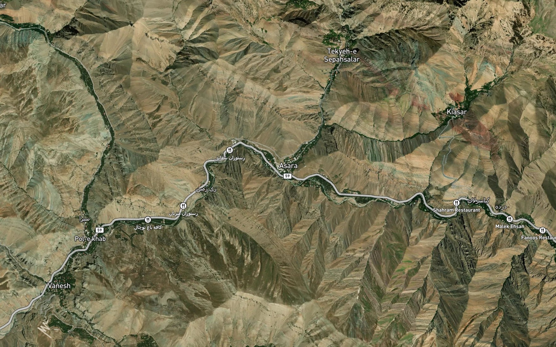 Satellite map of the Rudkhaneh-ye Salar