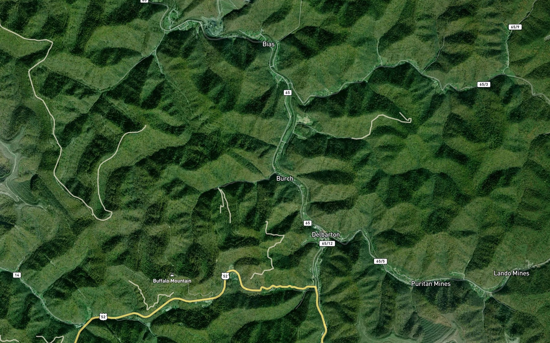 Satellite map of the Pigeonroost Creek