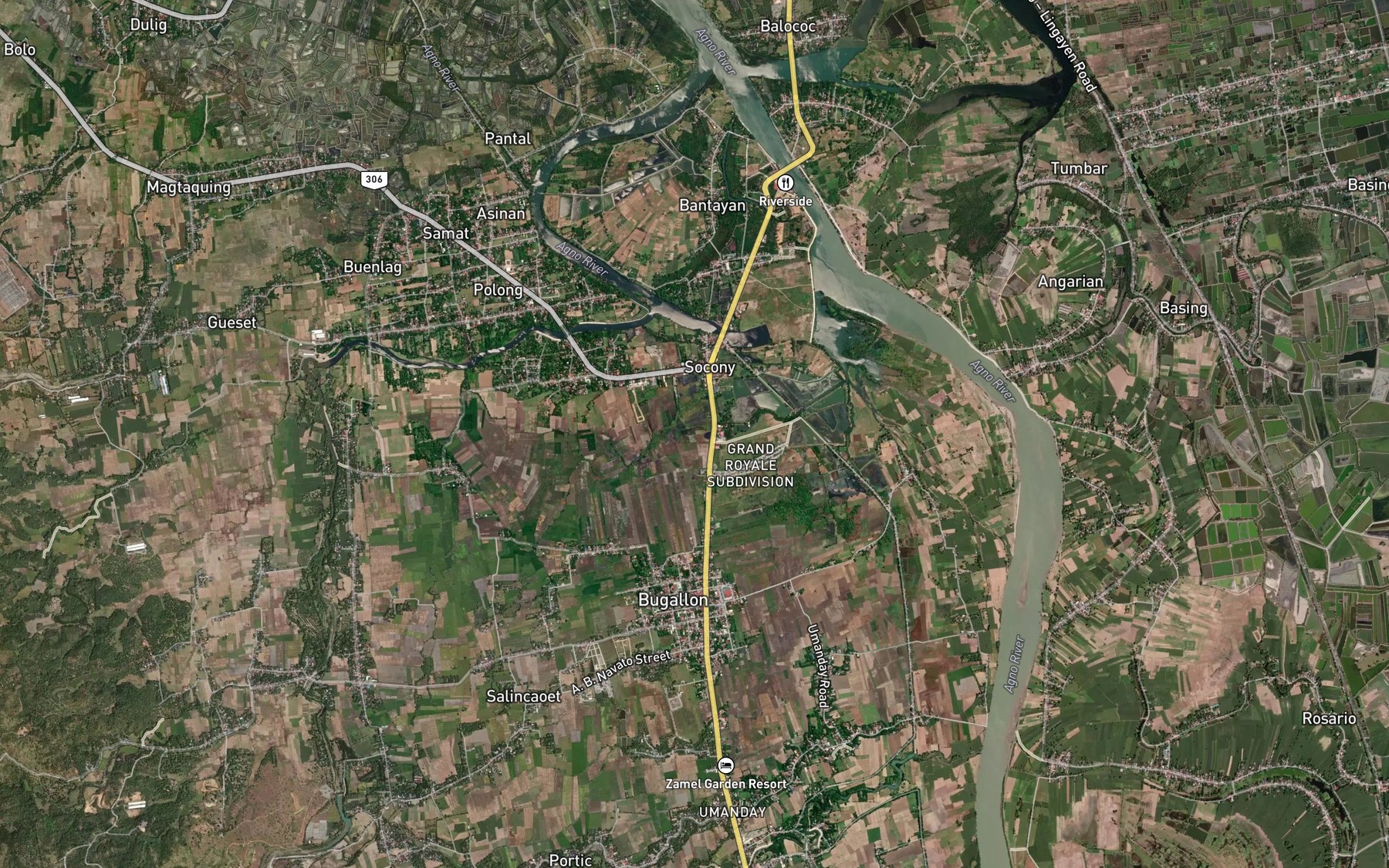Satellite map of the Bacabac River