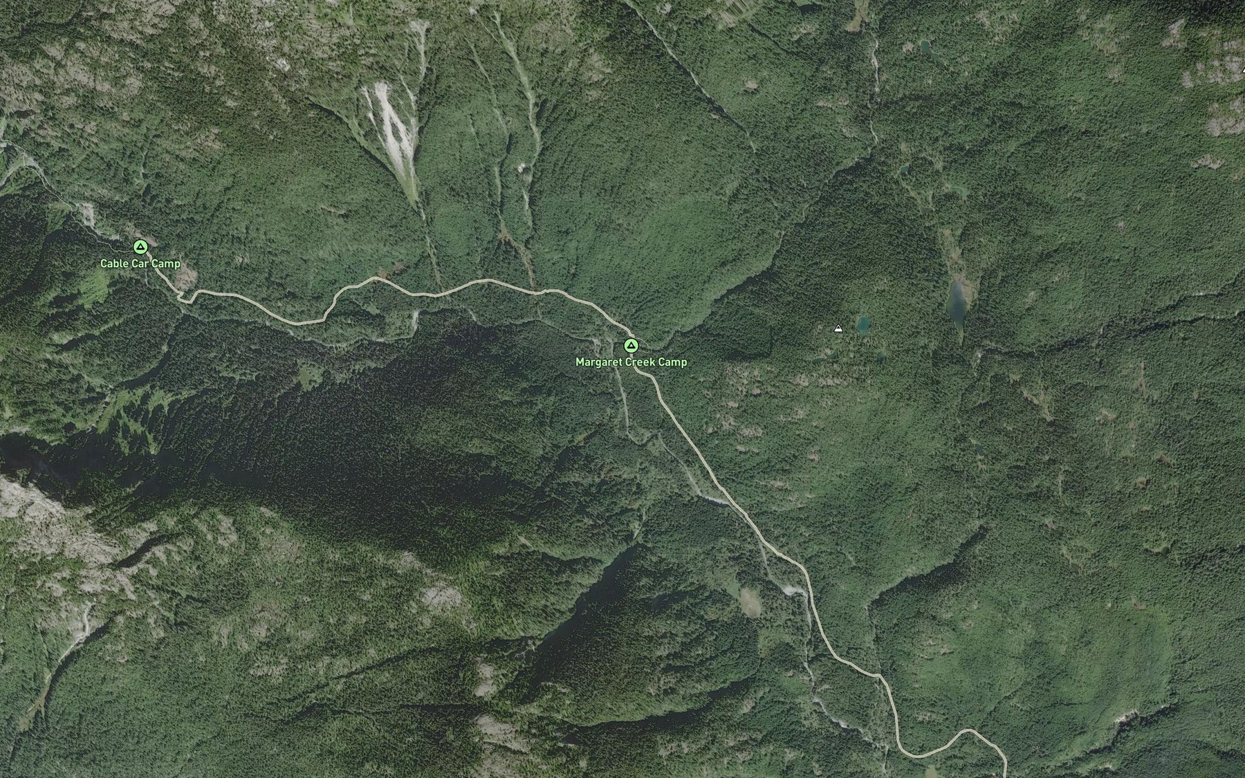 Satellite map of the Margaret Creek