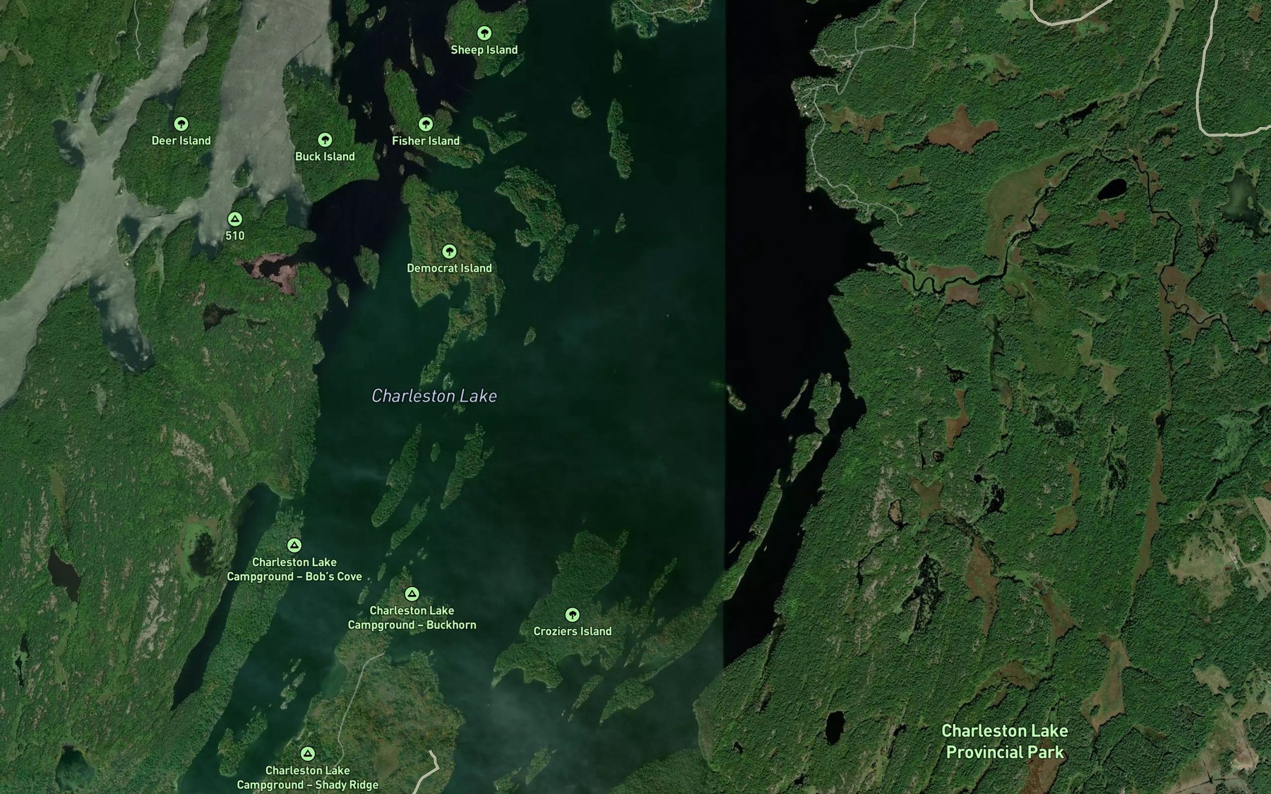 Satellite map of the Shad Bay