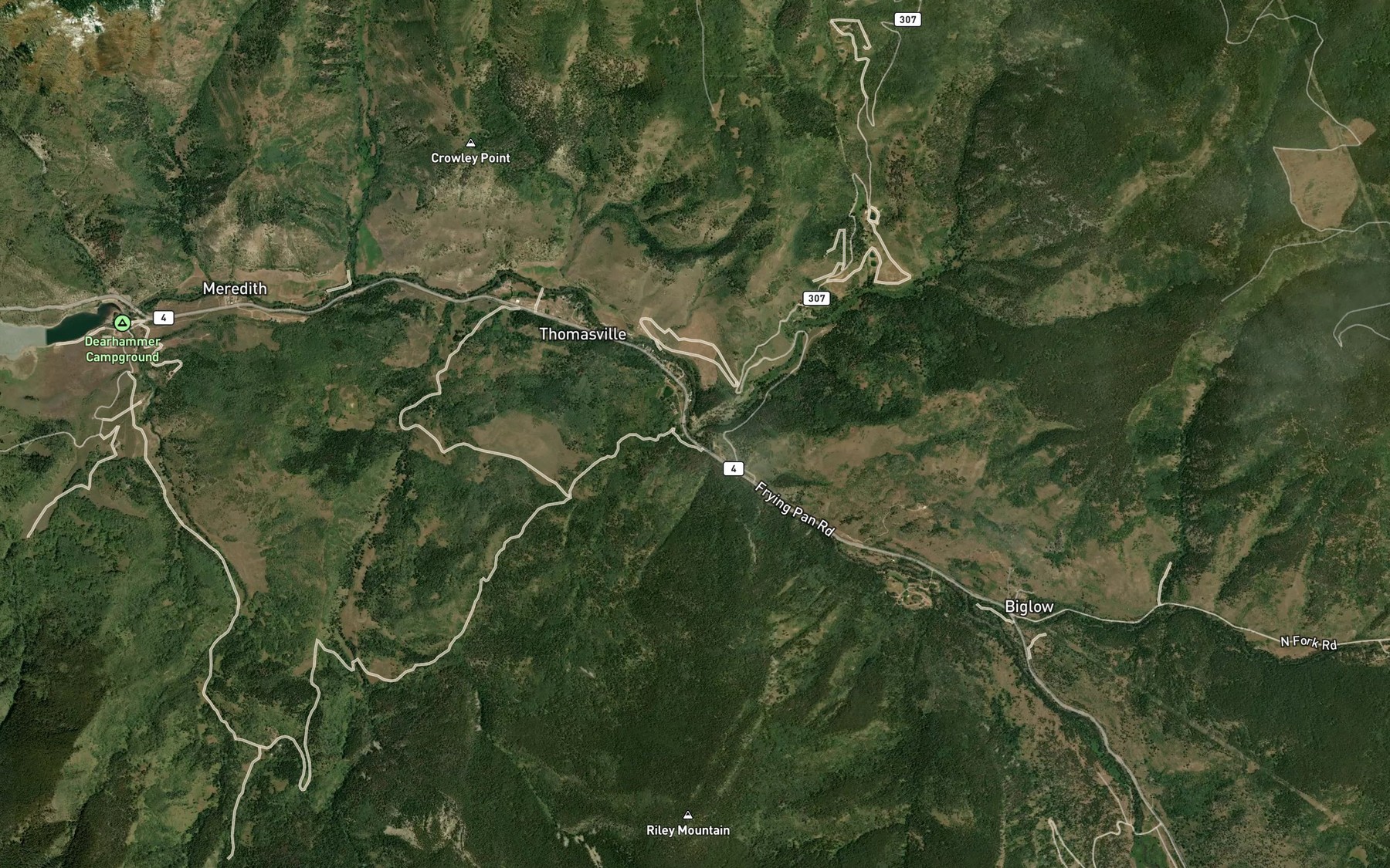 Satellite map of the Lime Creek