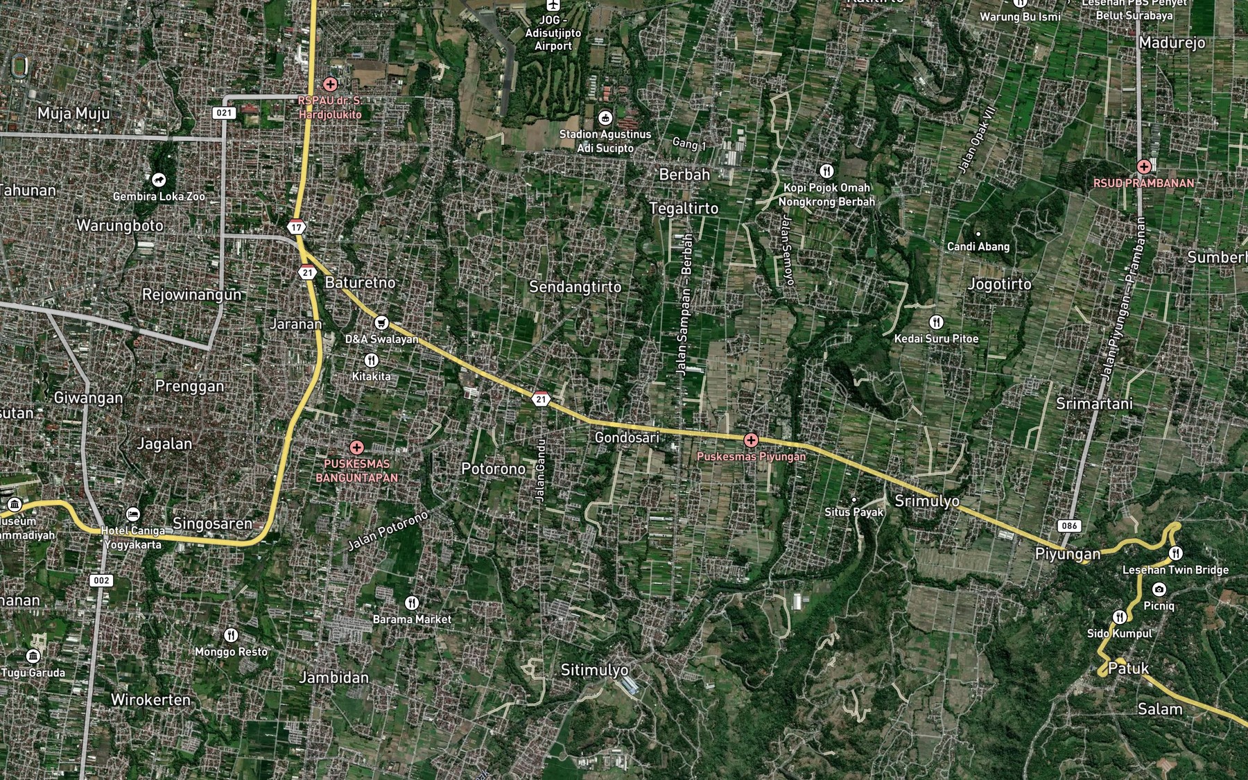 Satellite map of the Kali Kuning