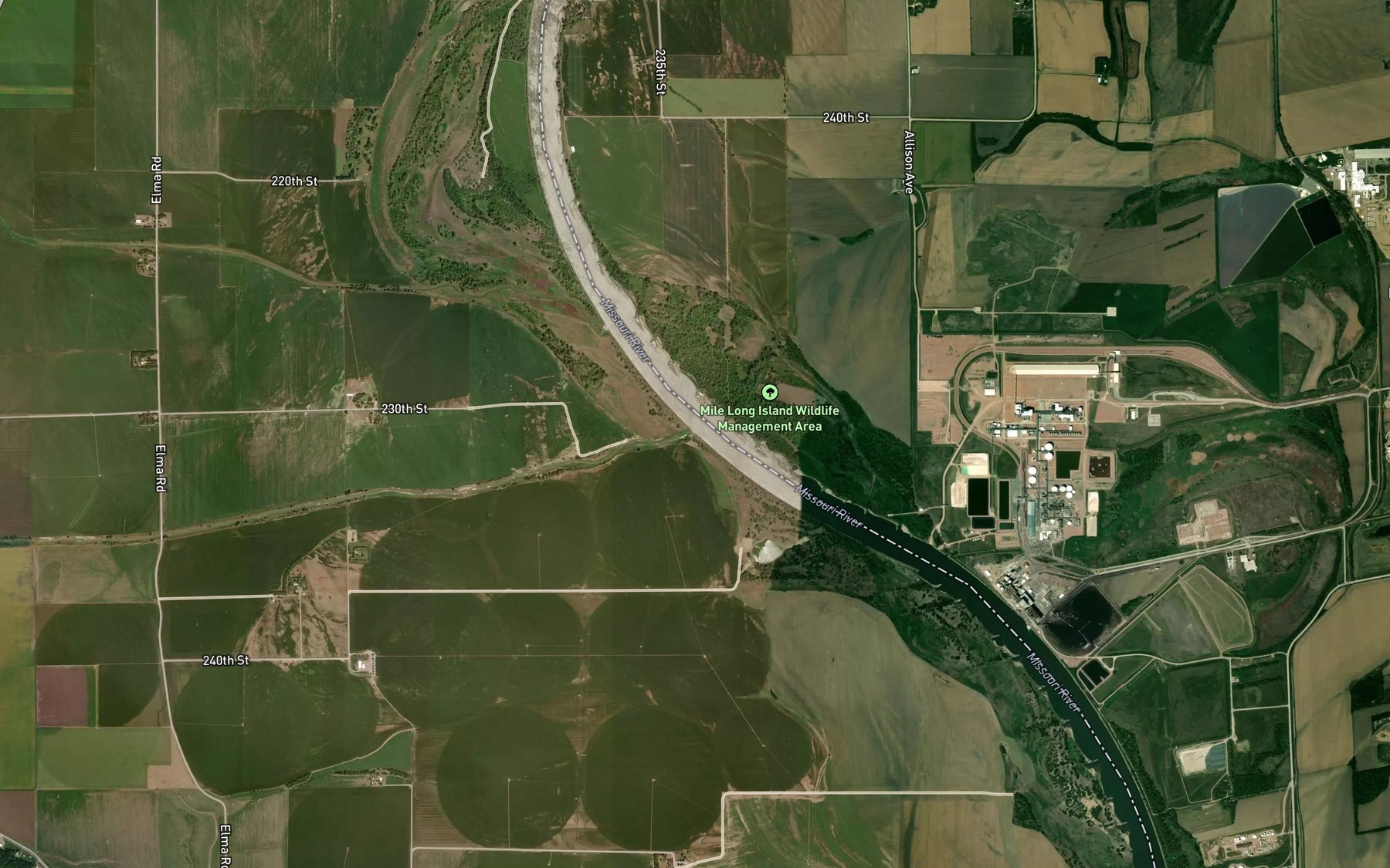 Satellite map of the Pigeon Creek