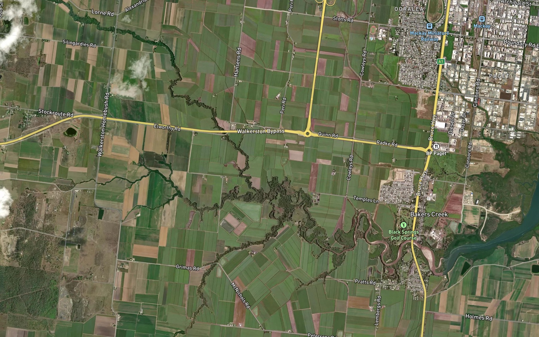 Satellite map of the Rocky Creek