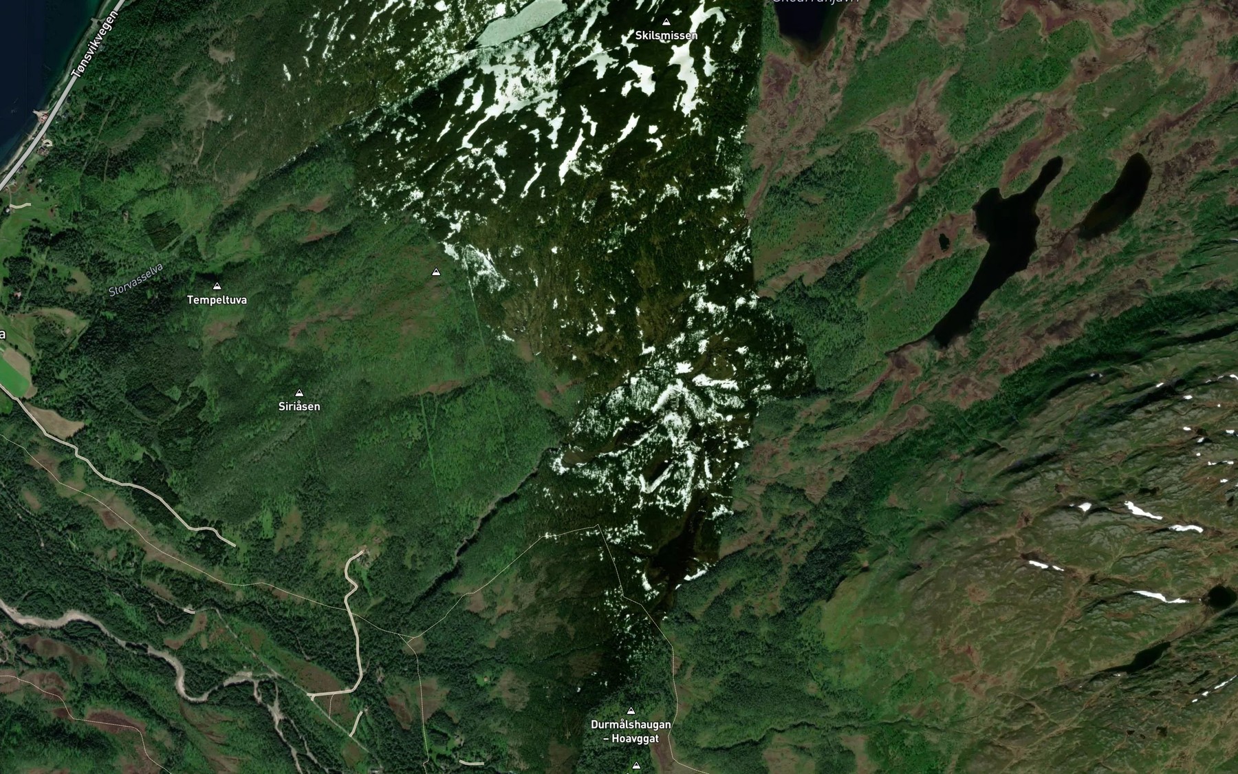 Satellite map of the Bakvasselva