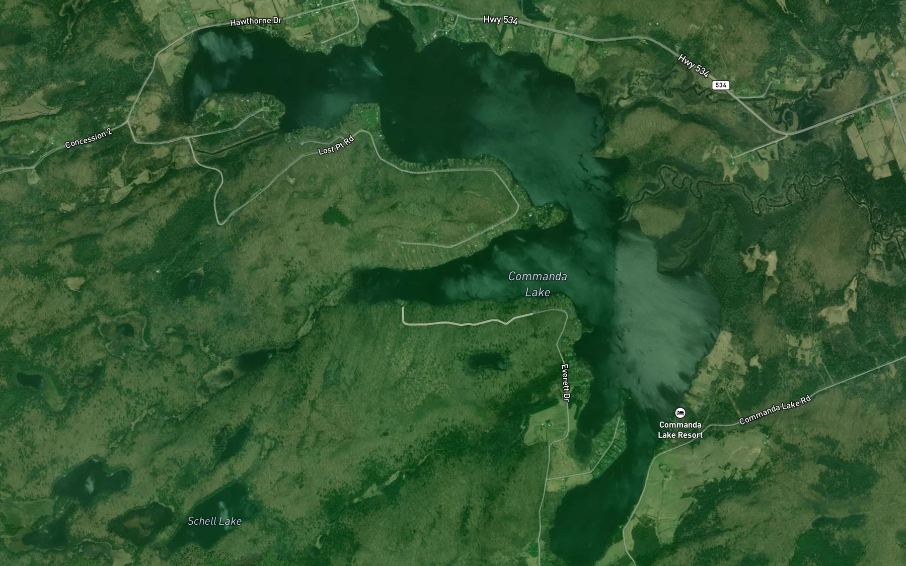 Satellite map of the Commanda Creek