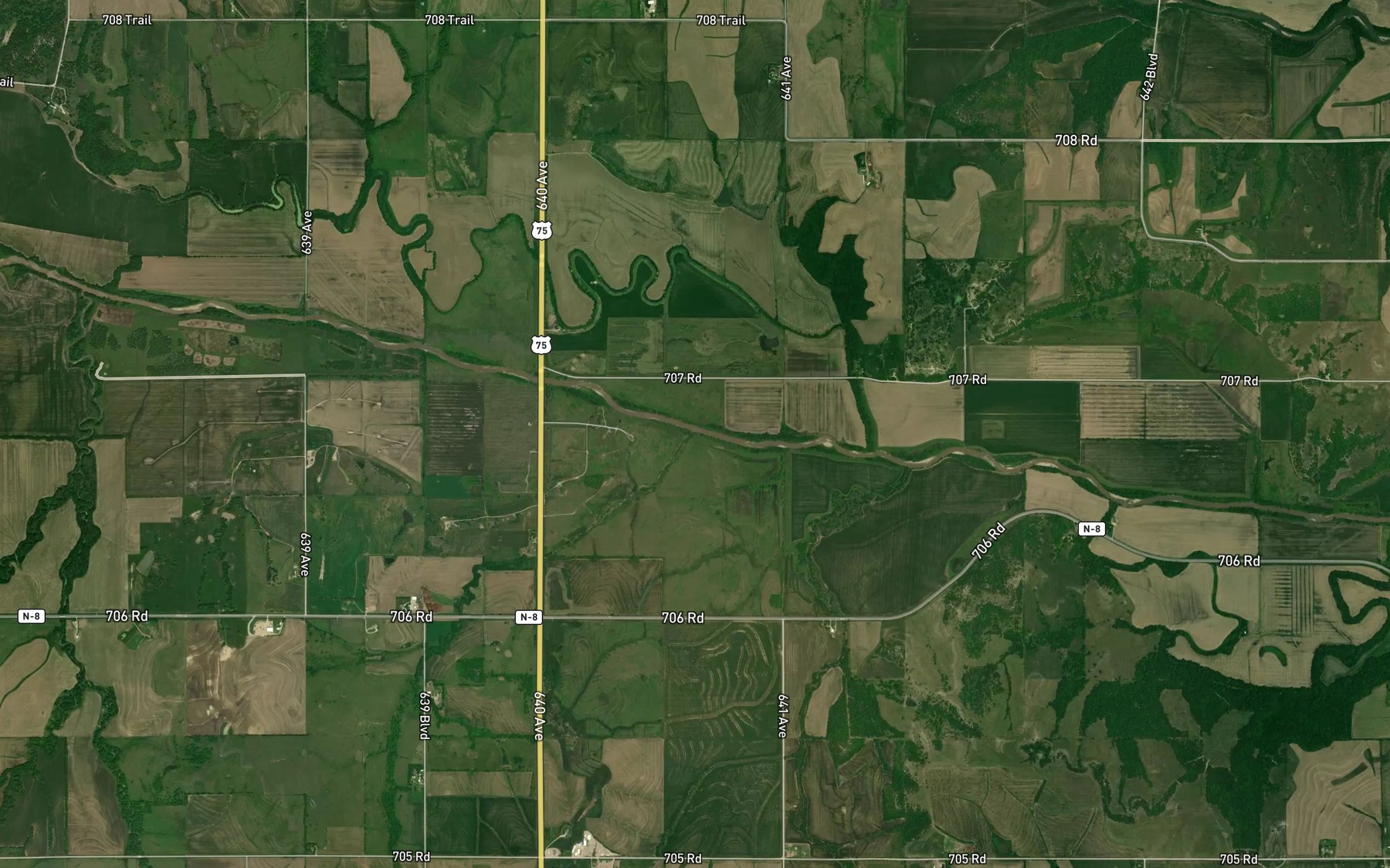 Satellite map of the Holy Creek