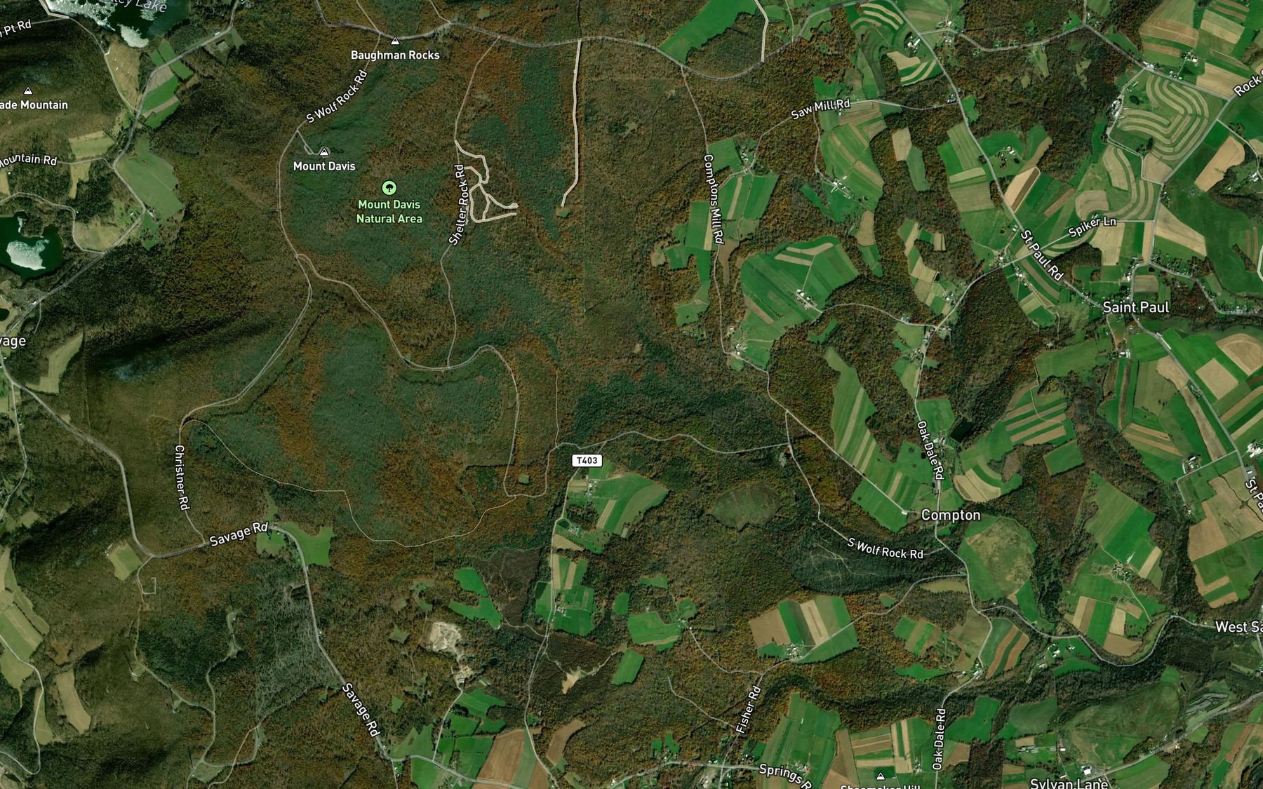 Satellite map of the Laurel Run